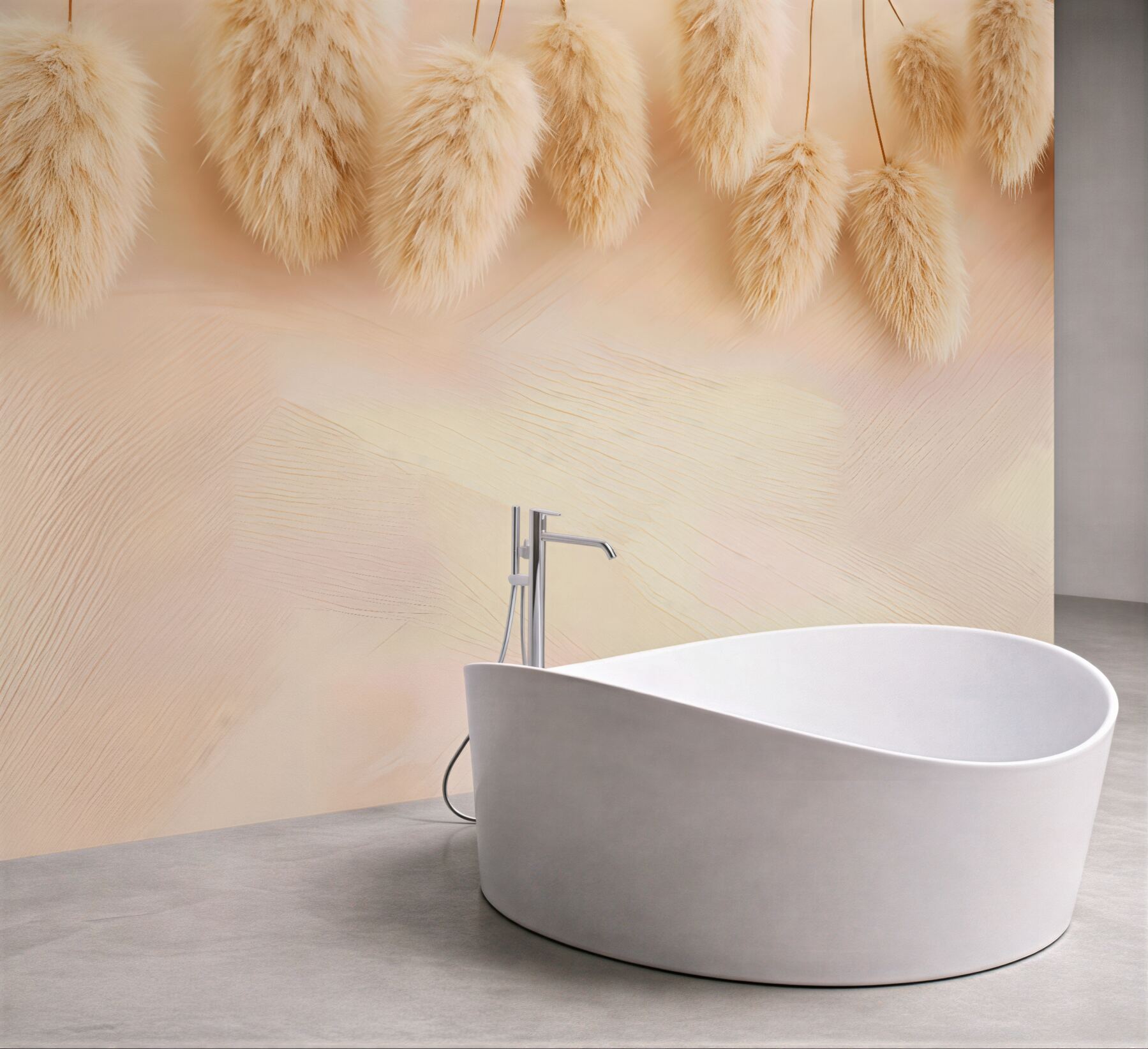 Fototapeta puszyste trawy w beżowej harmonii