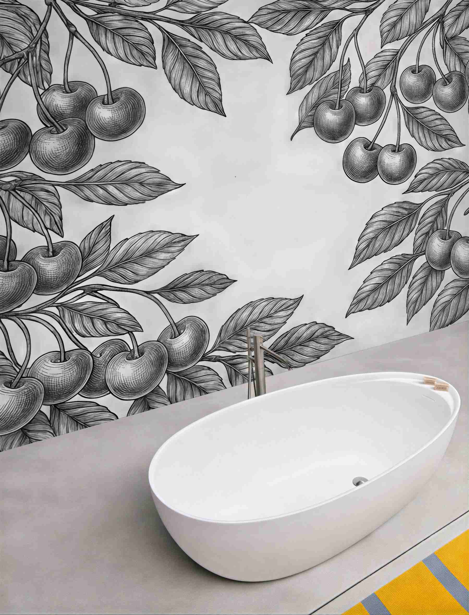 Fototapeta grafitowe wiśnie w botanicznym szkicu