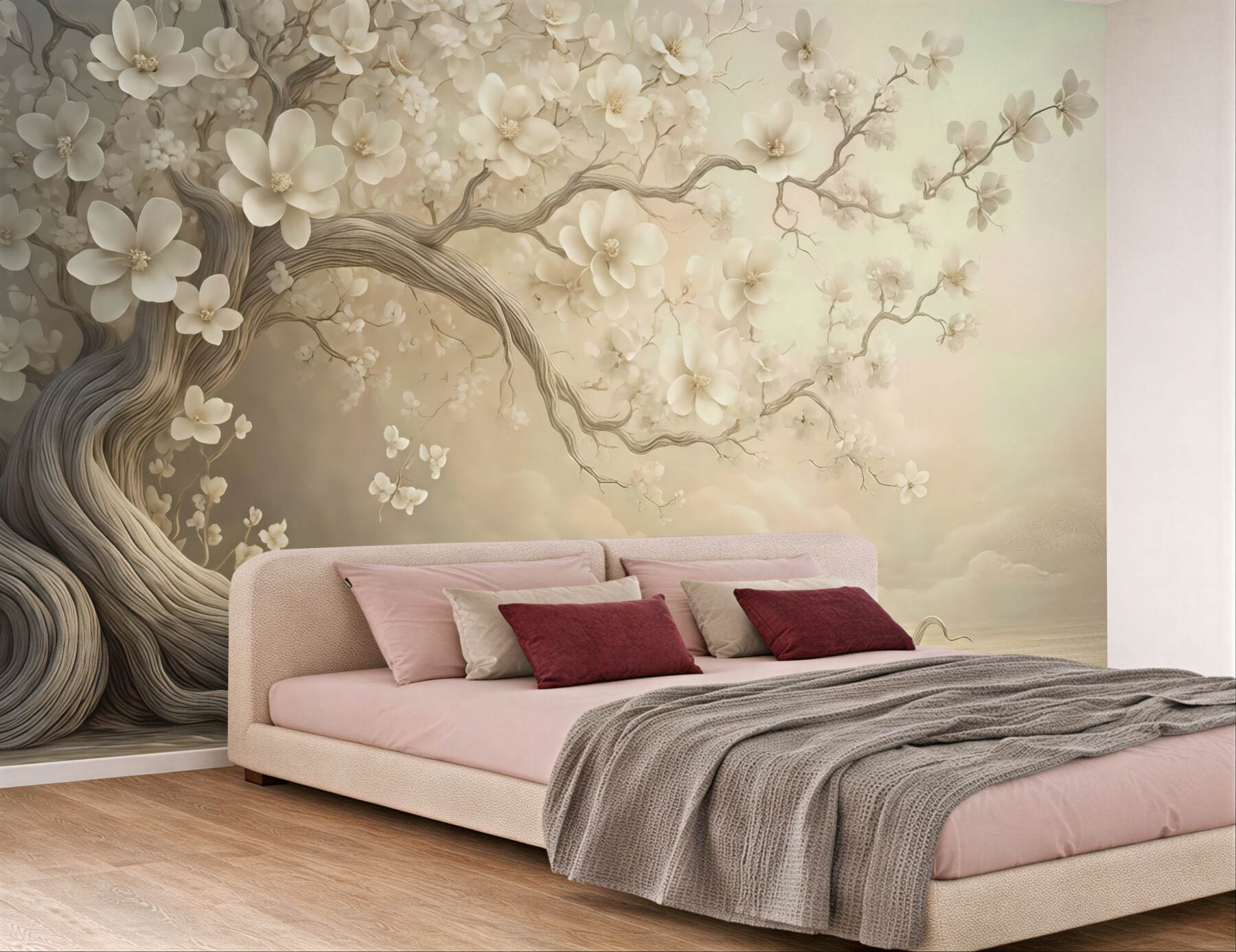 Fototapeta kremowe magnolie na baśniowym drzewie