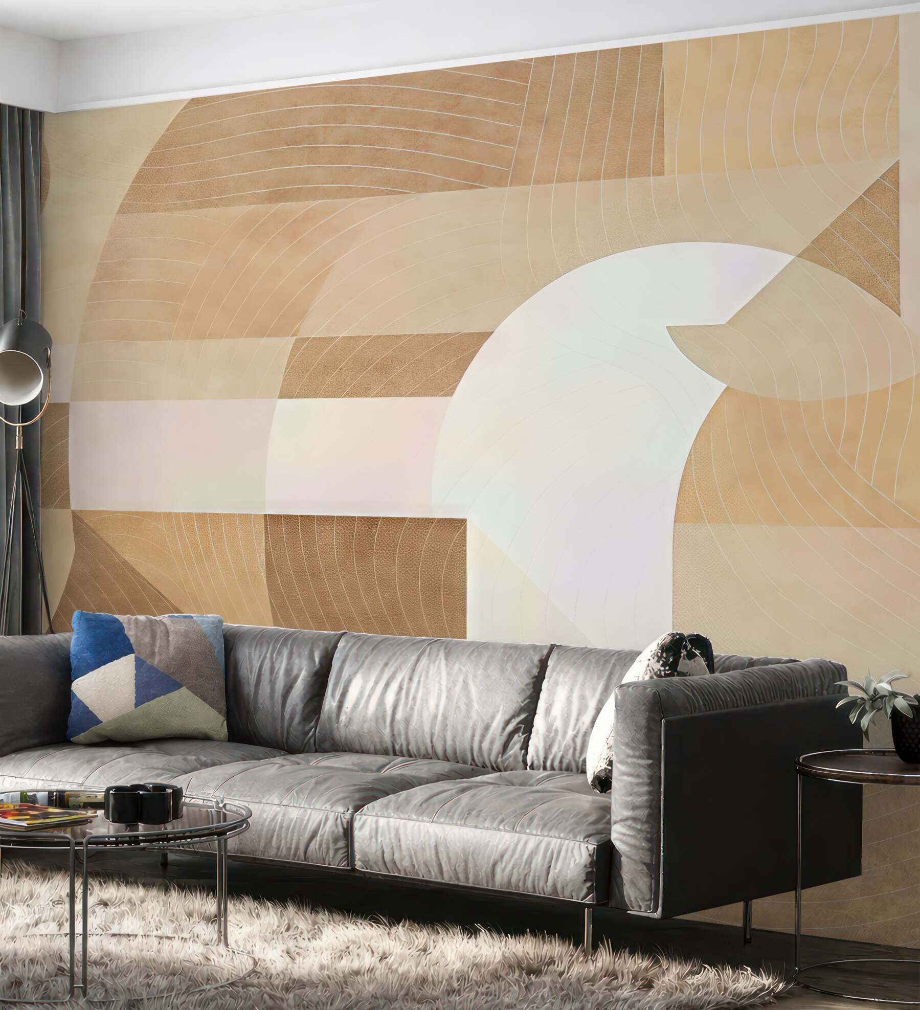 Fototapeta beżowa geometria w subtelnym rytmie