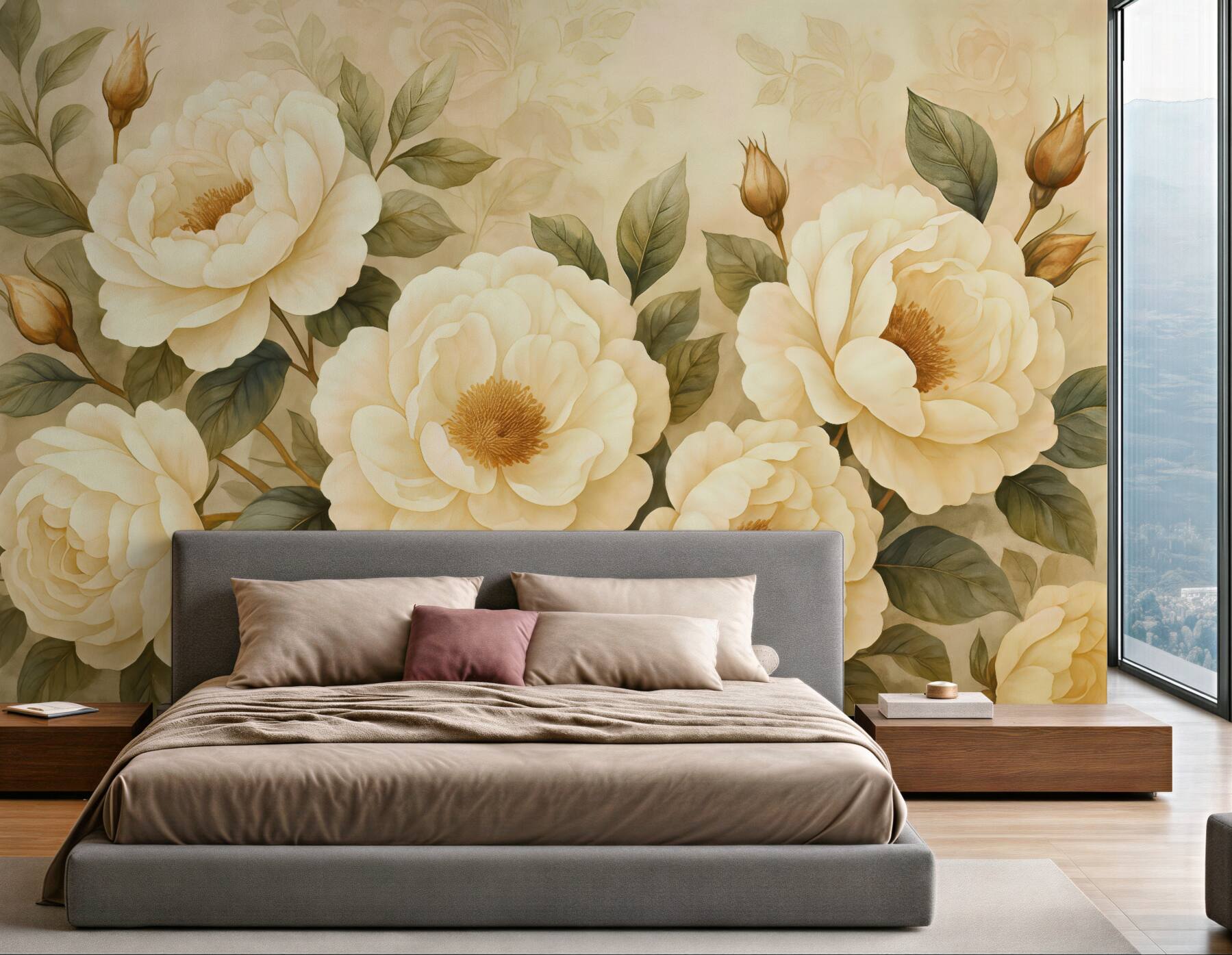 Fototapeta kremowe piwonie w klasycznej elegancji