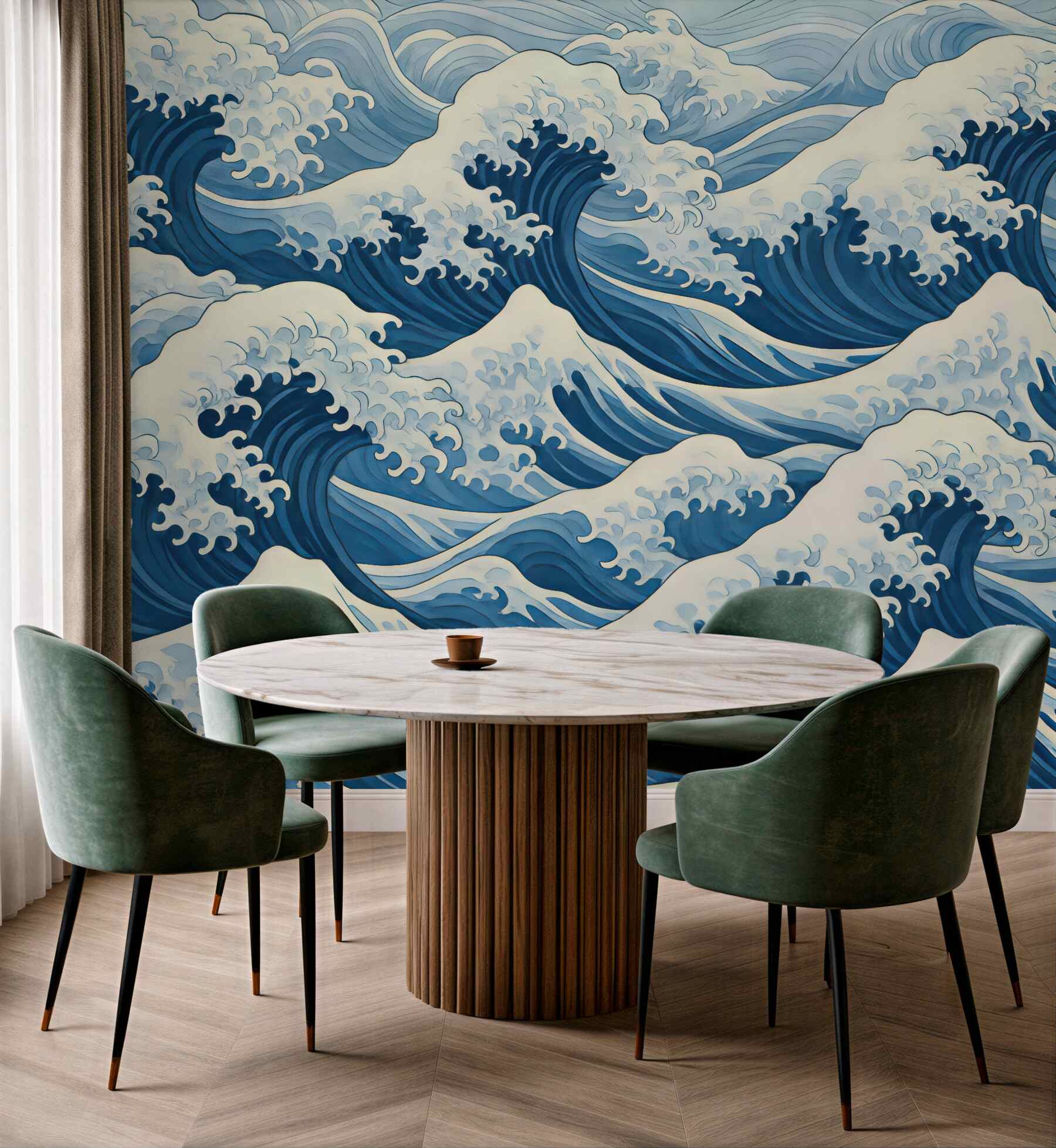 Fototapeta dynamiczne błękitne fale oceanu
