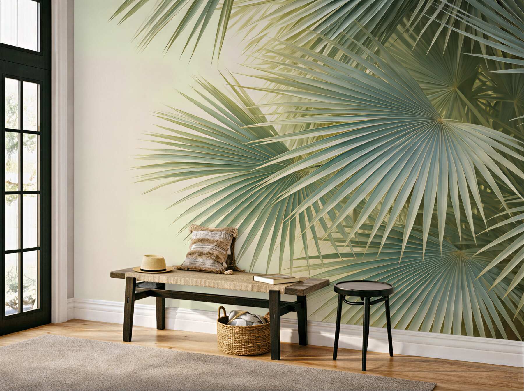 Fototapeta tropikalne wachlarze palm w zieleni
