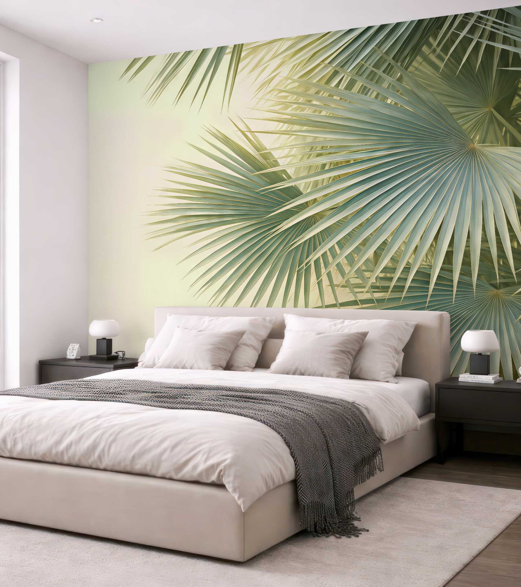 Fototapeta tropikalne wachlarze palm w zieleni