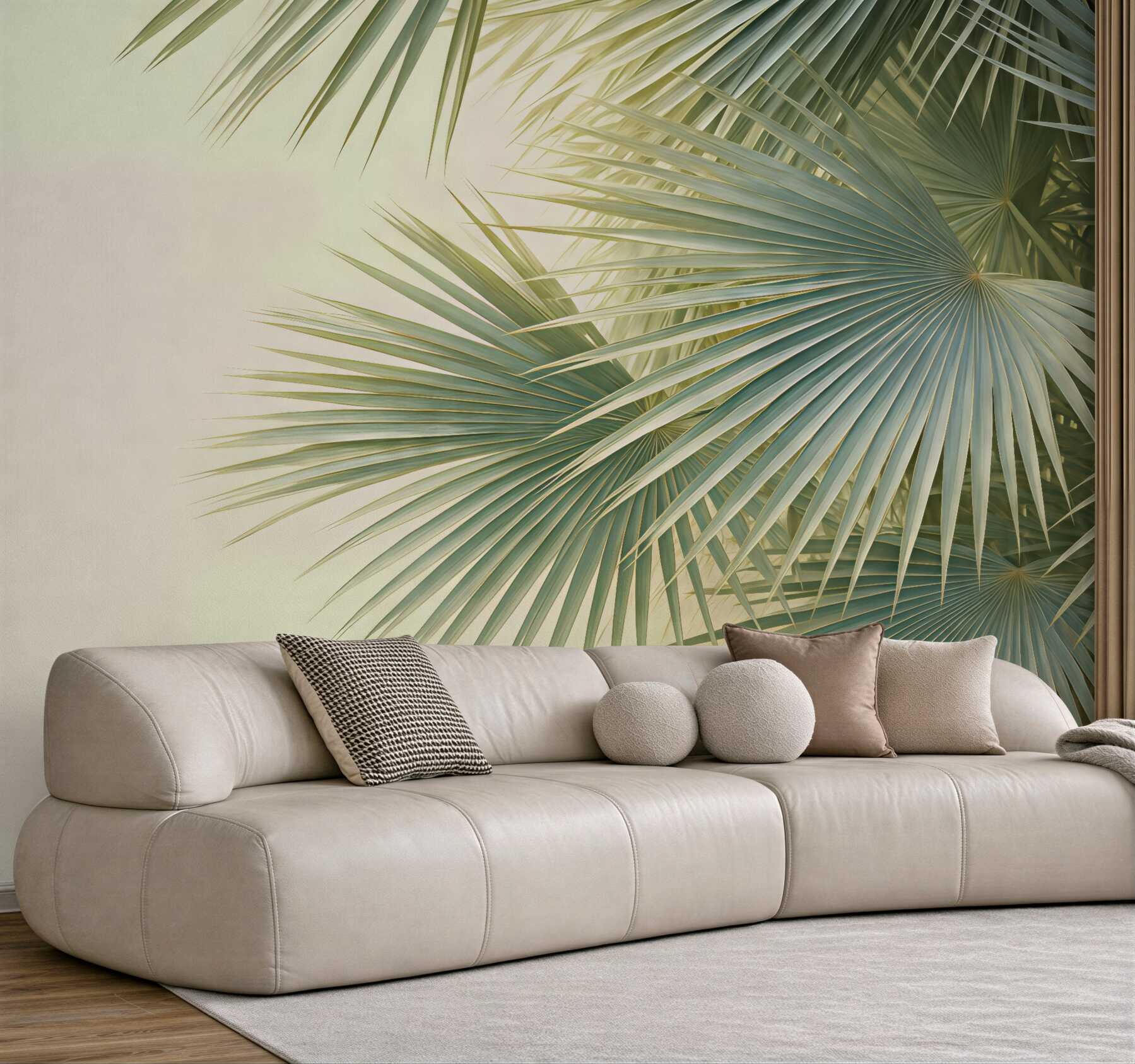 Fototapeta tropikalne wachlarze palm w zieleni