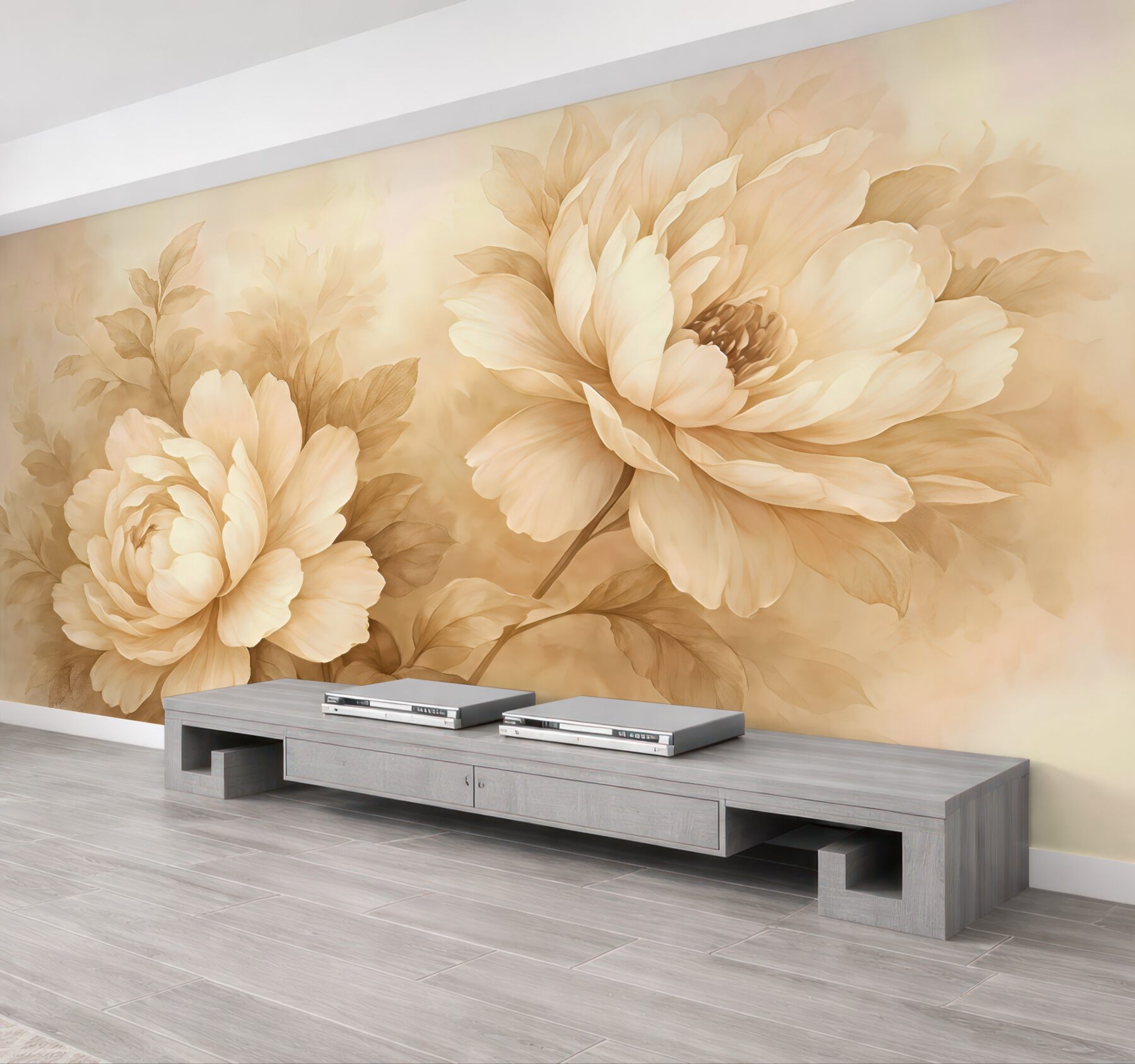 Fototapeta kremowe piwonie w eleganckim stylu