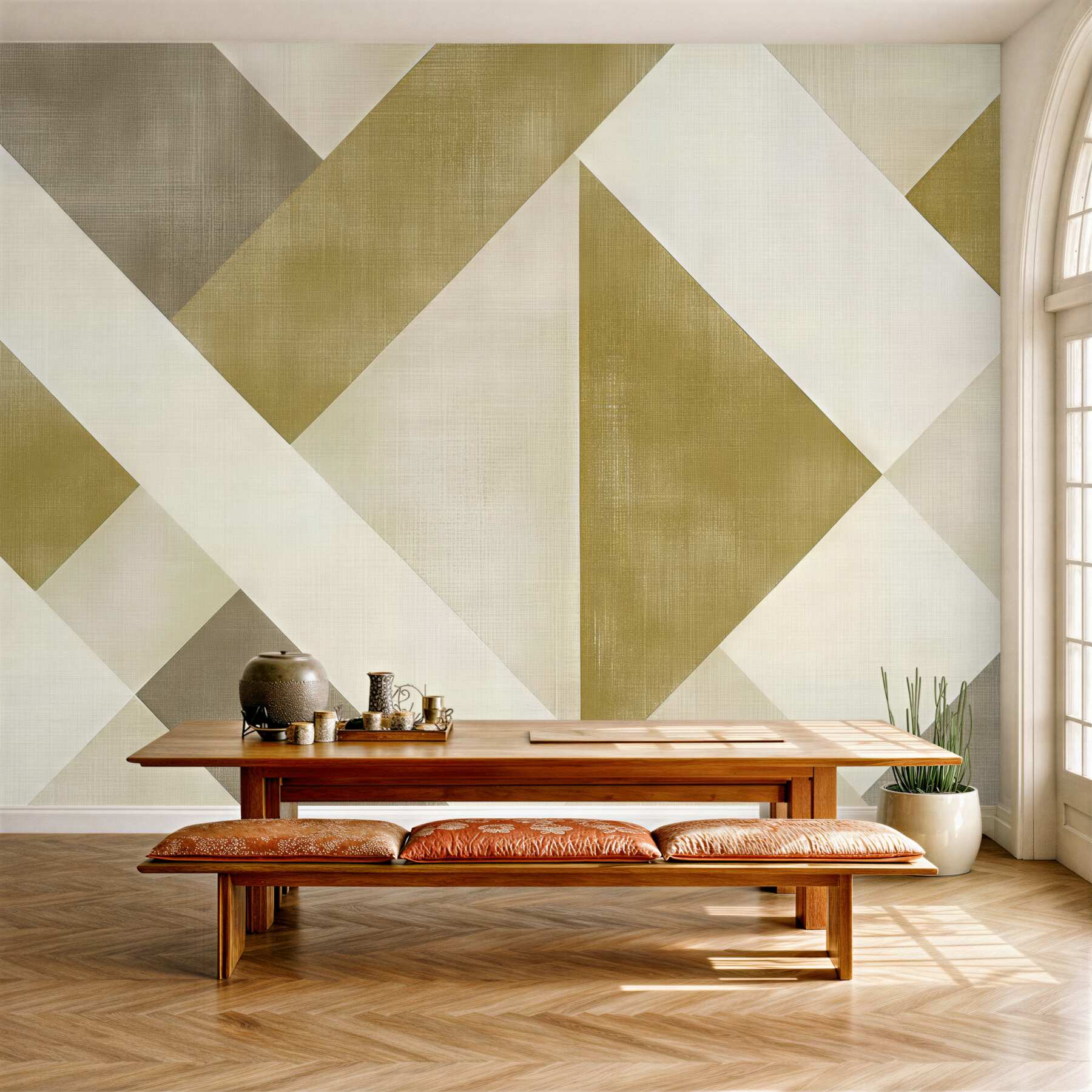 Fototapeta beżowa geometria eleganckiego spokoju