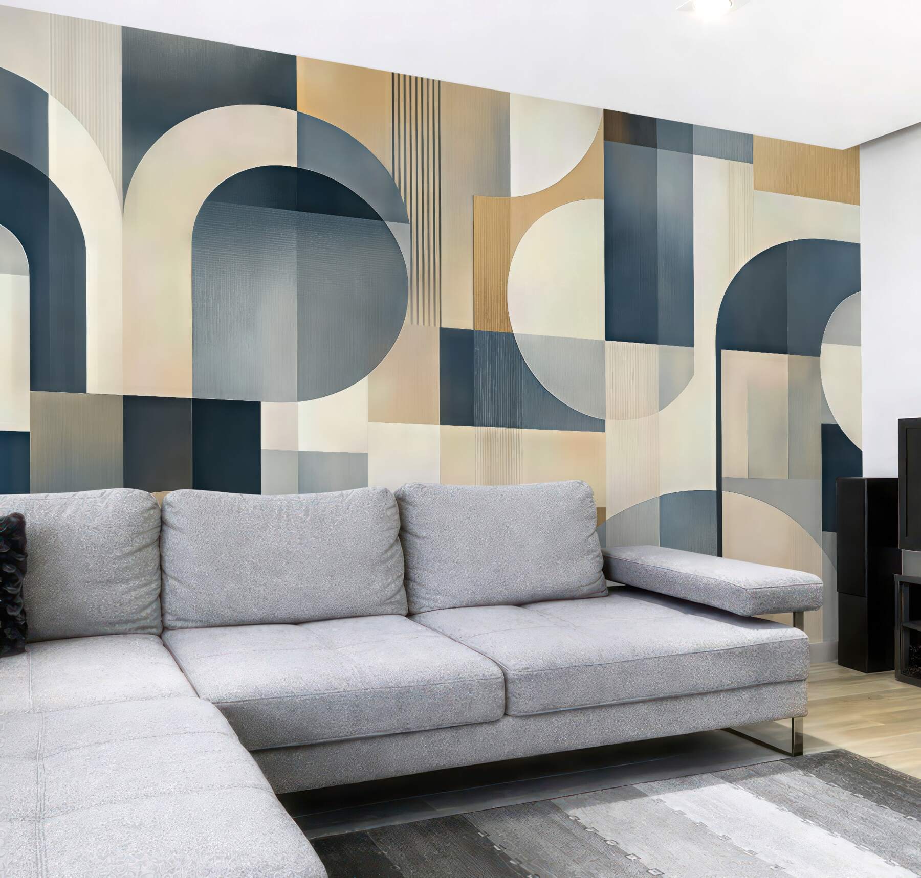 Fototapeta geometryczna harmonia w beżach i granacie