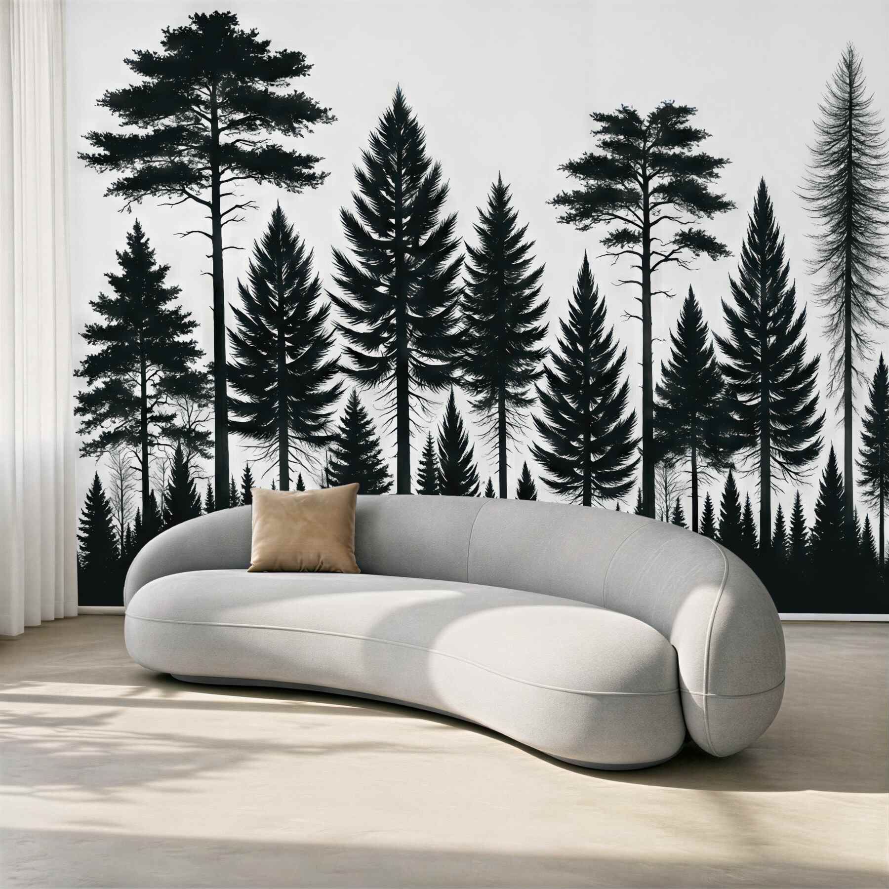 Fototapeta leśne sylwetki drzew w minimalistycznym stylu