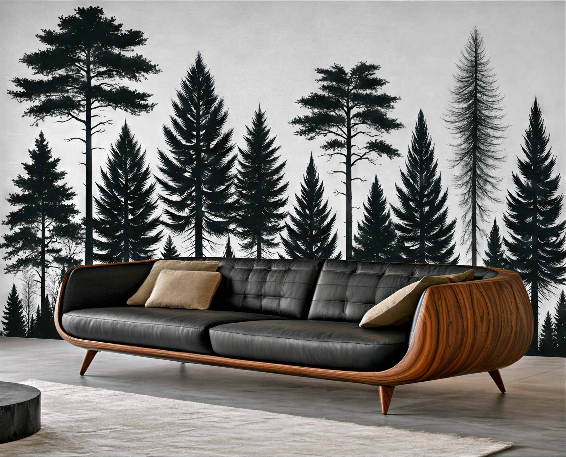 Fototapeta leśne sylwetki drzew w minimalistycznym stylu