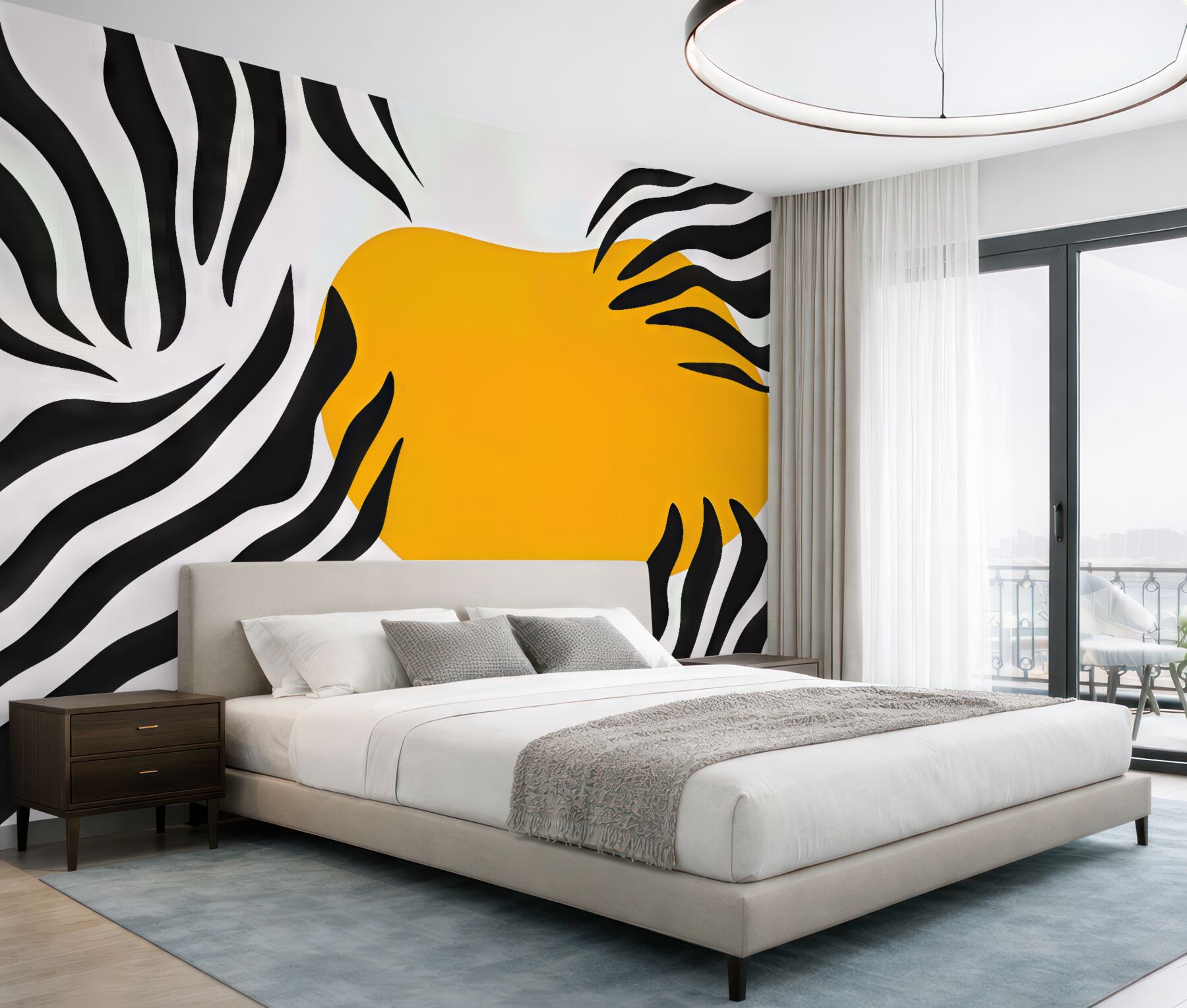 Fototapeta zebra i złote słońce