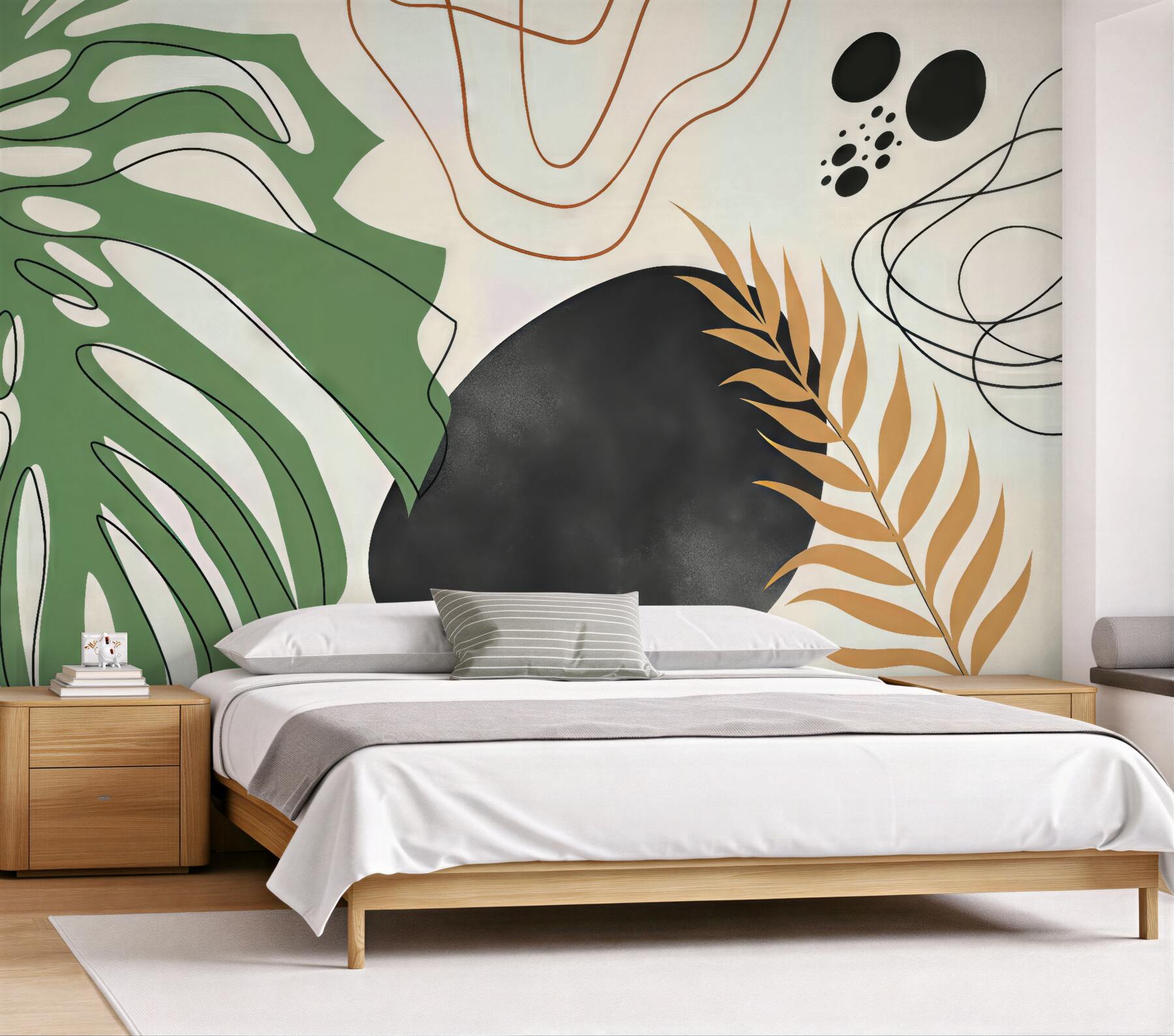 Fototapeta abstrakcyjne liście w stylu boho