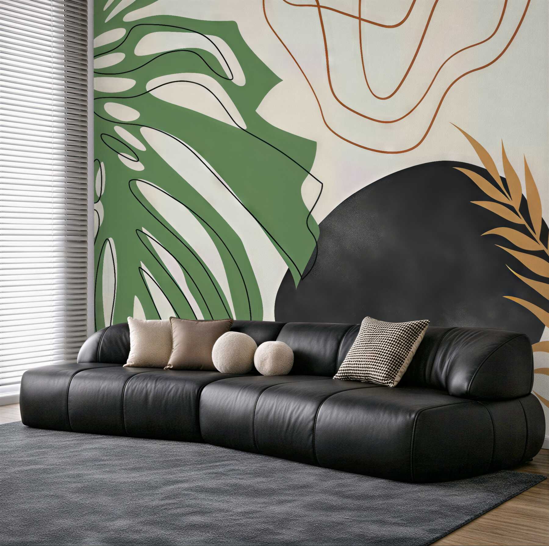 Fototapeta abstrakcyjne liście w stylu boho