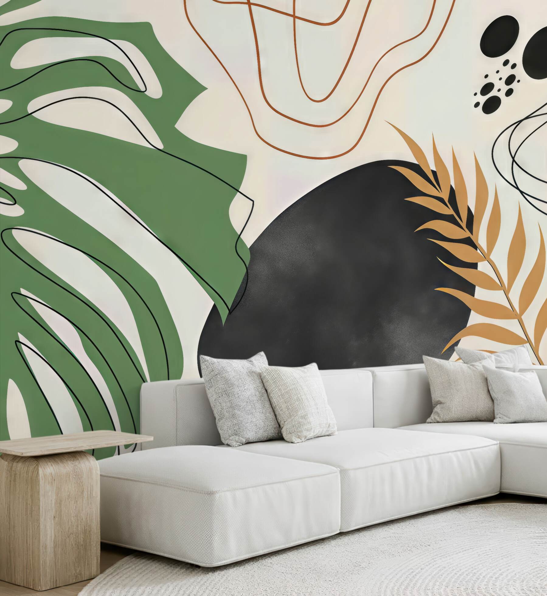 Fototapeta abstrakcyjne liście w stylu boho
