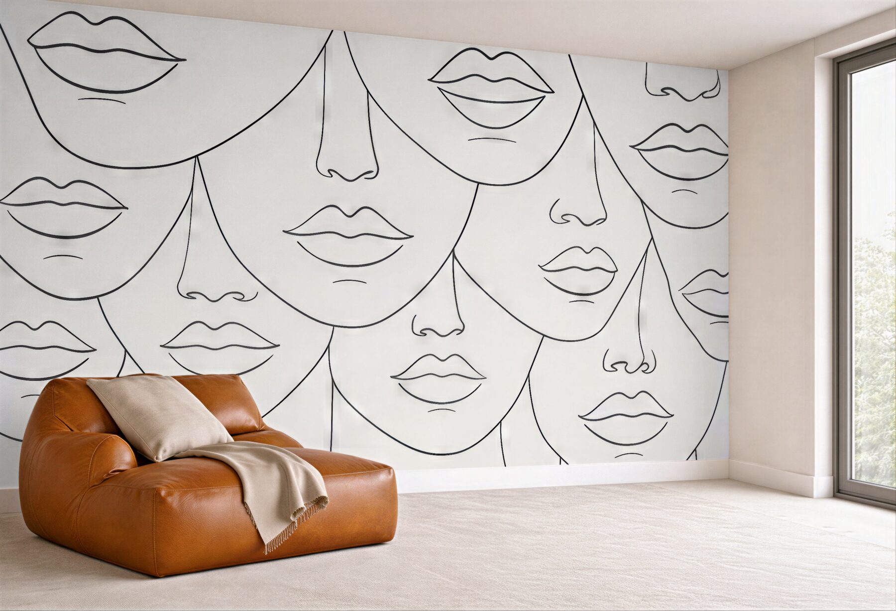 Fototapeta minimalistyczne kobiece twarze line art