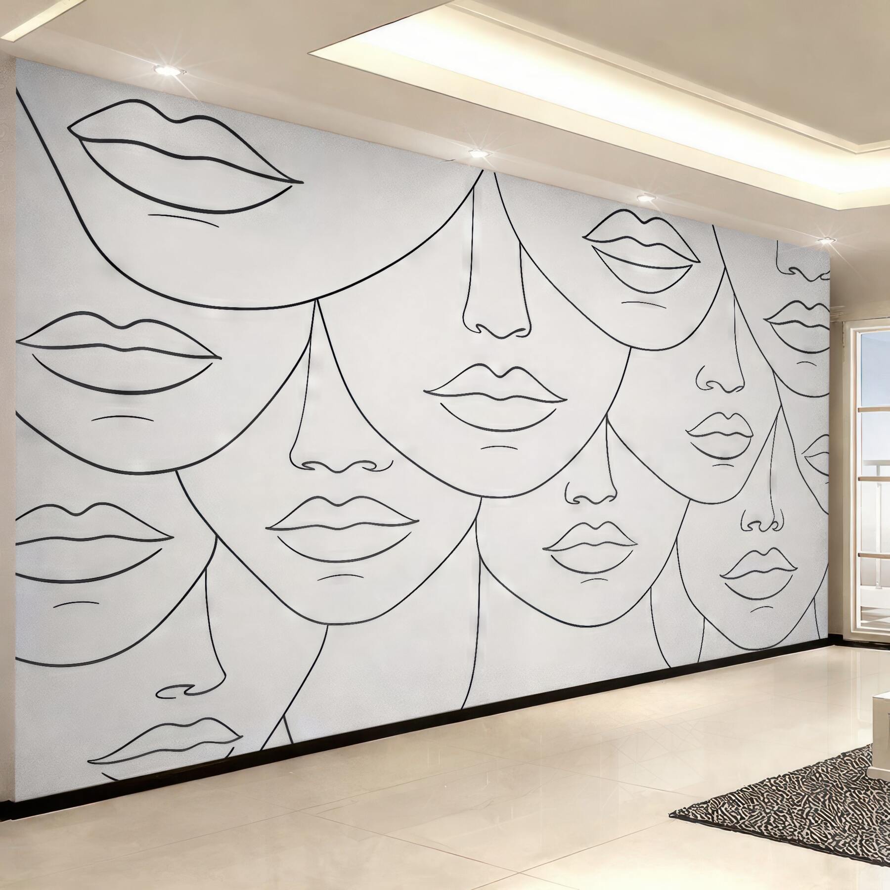 Fototapeta minimalistyczne kobiece twarze line art