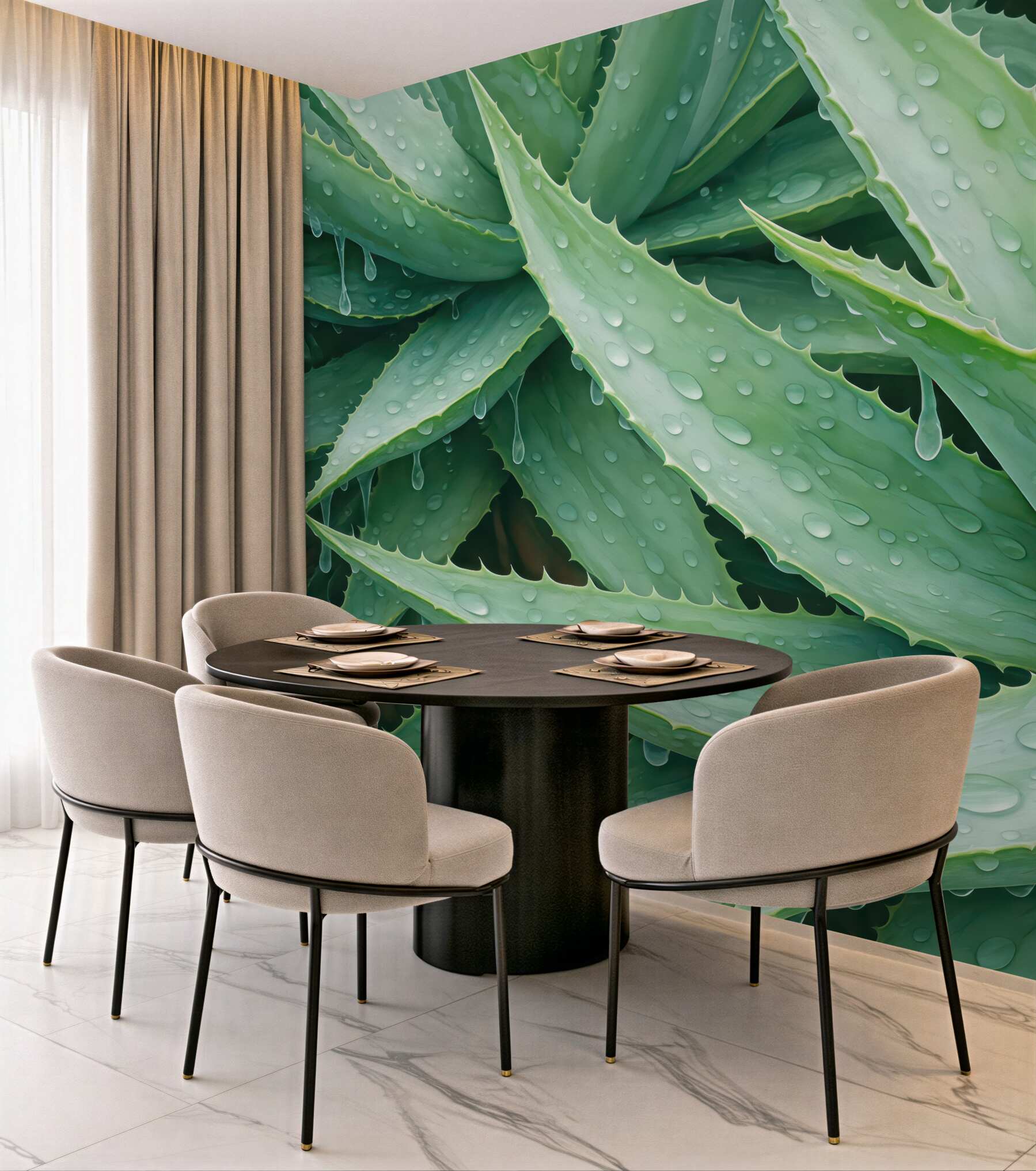 Fototapeta aloes z kroplami świeżości