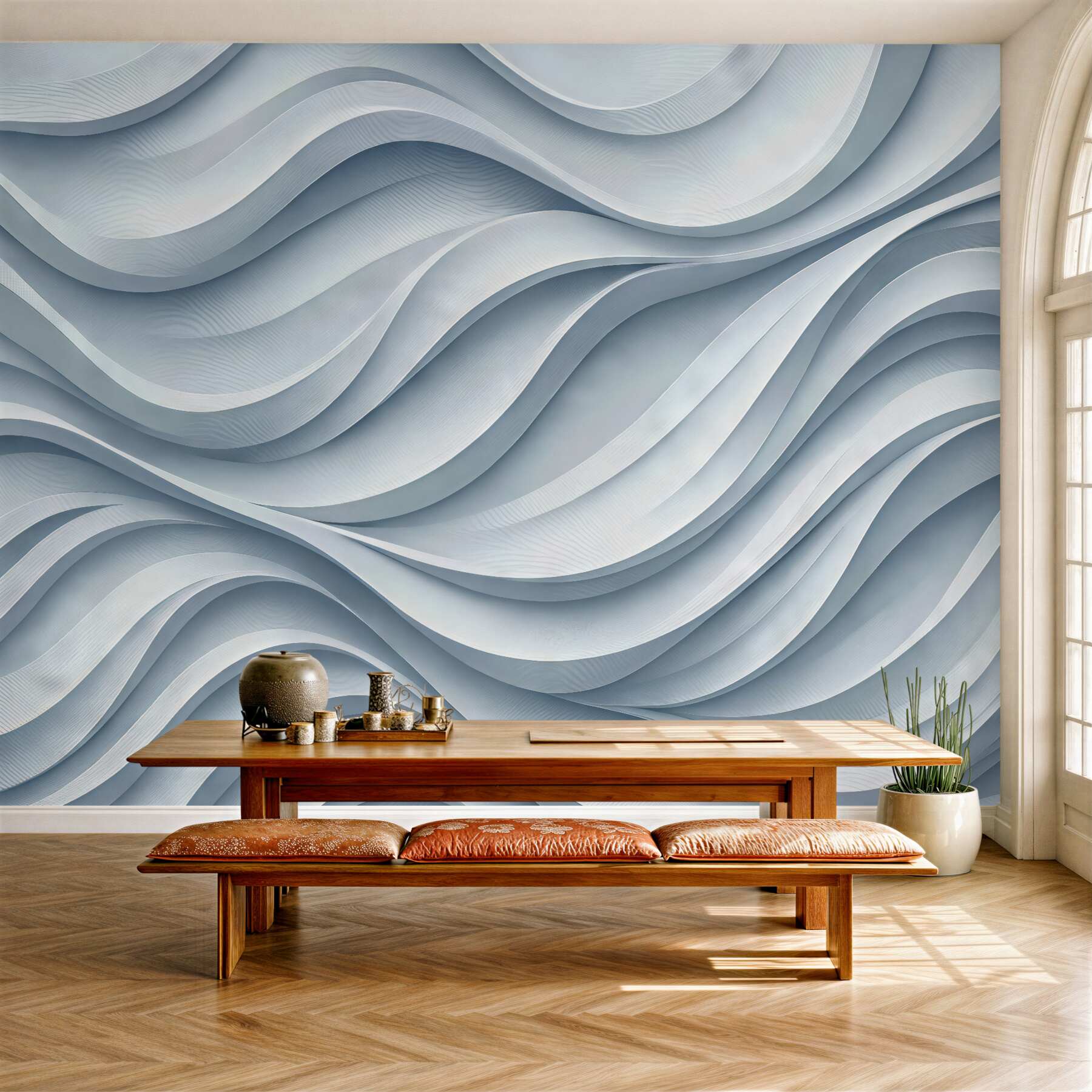 Fototapeta błękitne falujące warstwy abstrakcji