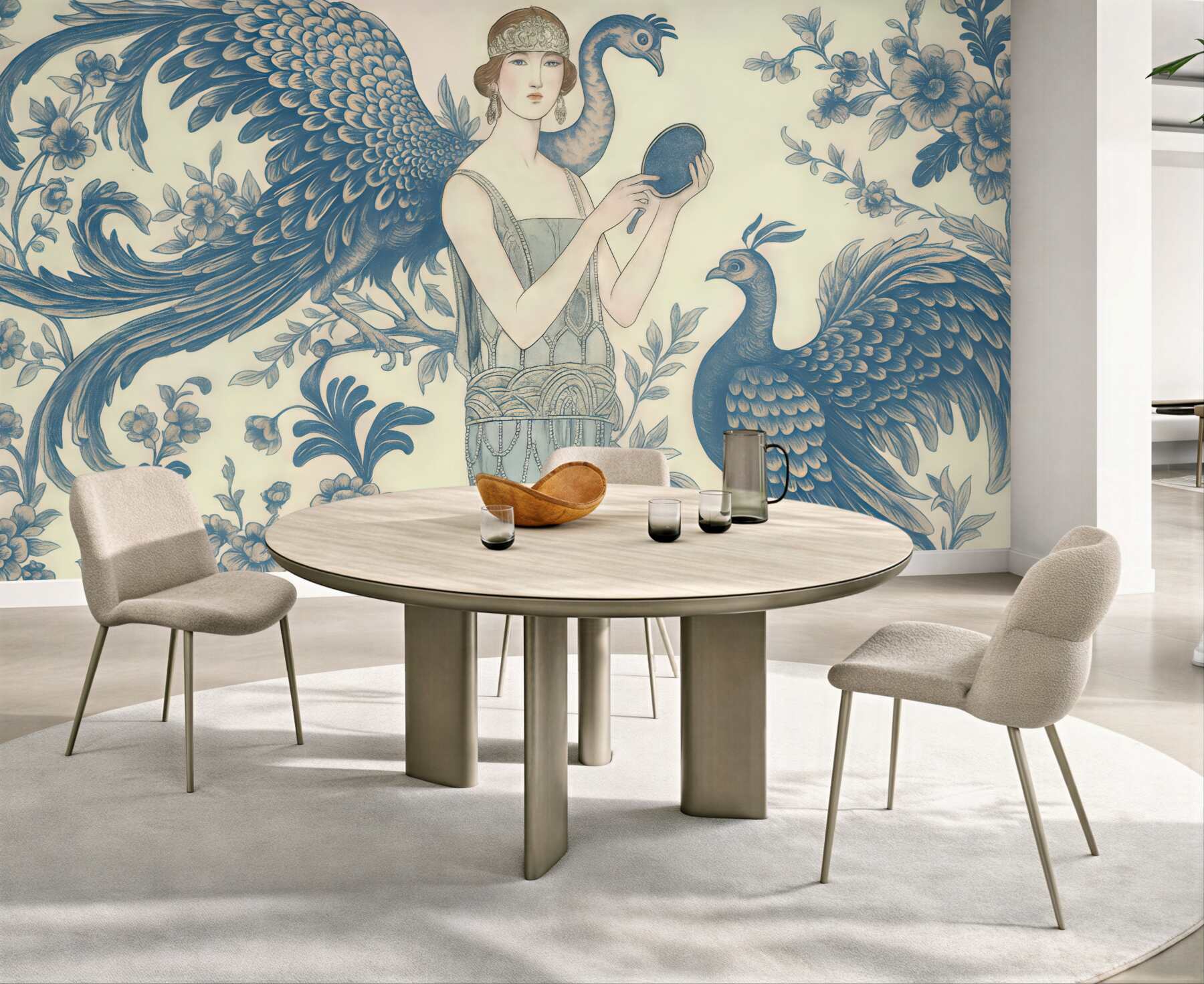 Fototapeta art déco z pawiami