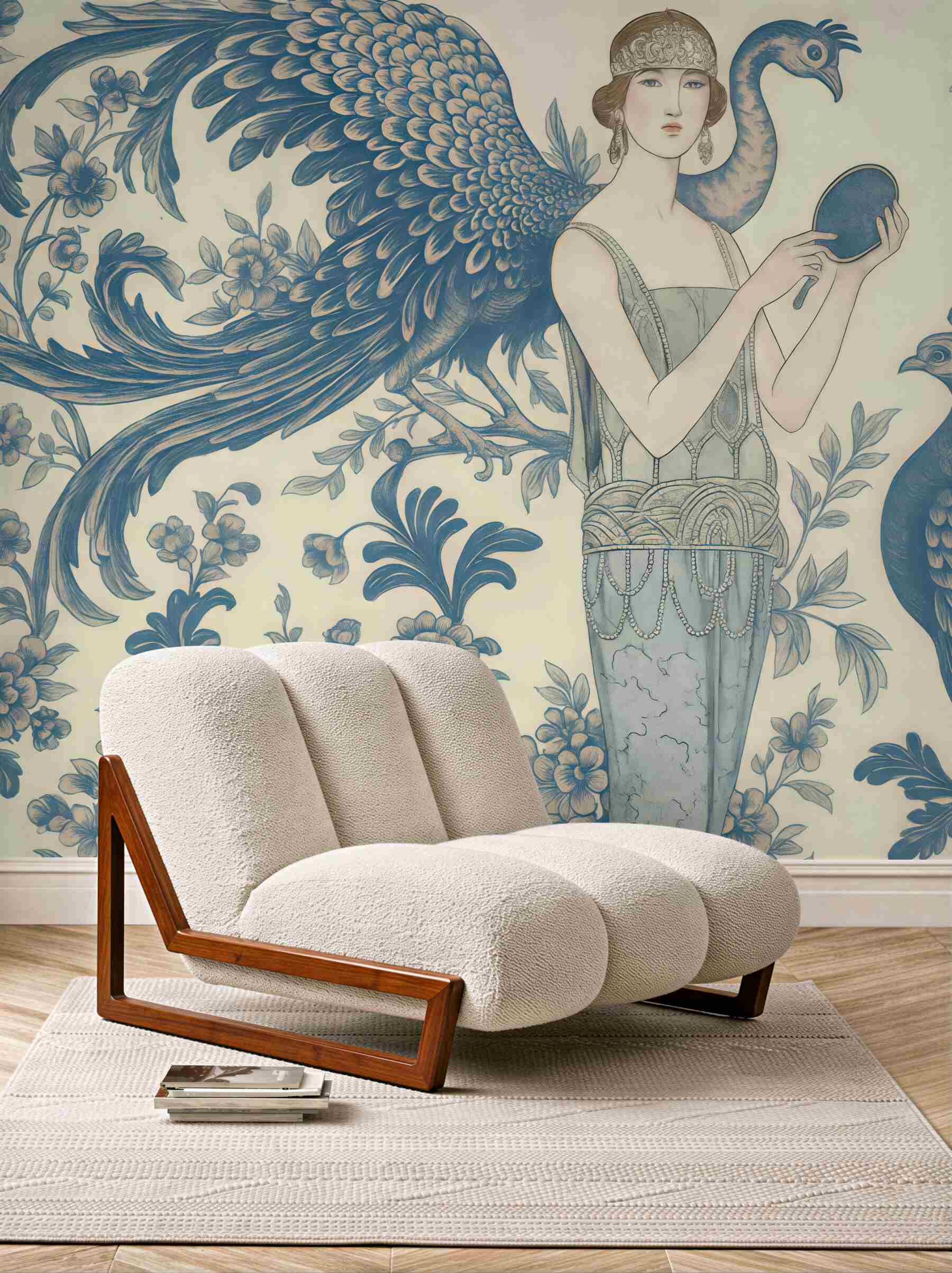 Fototapeta art déco z pawiami