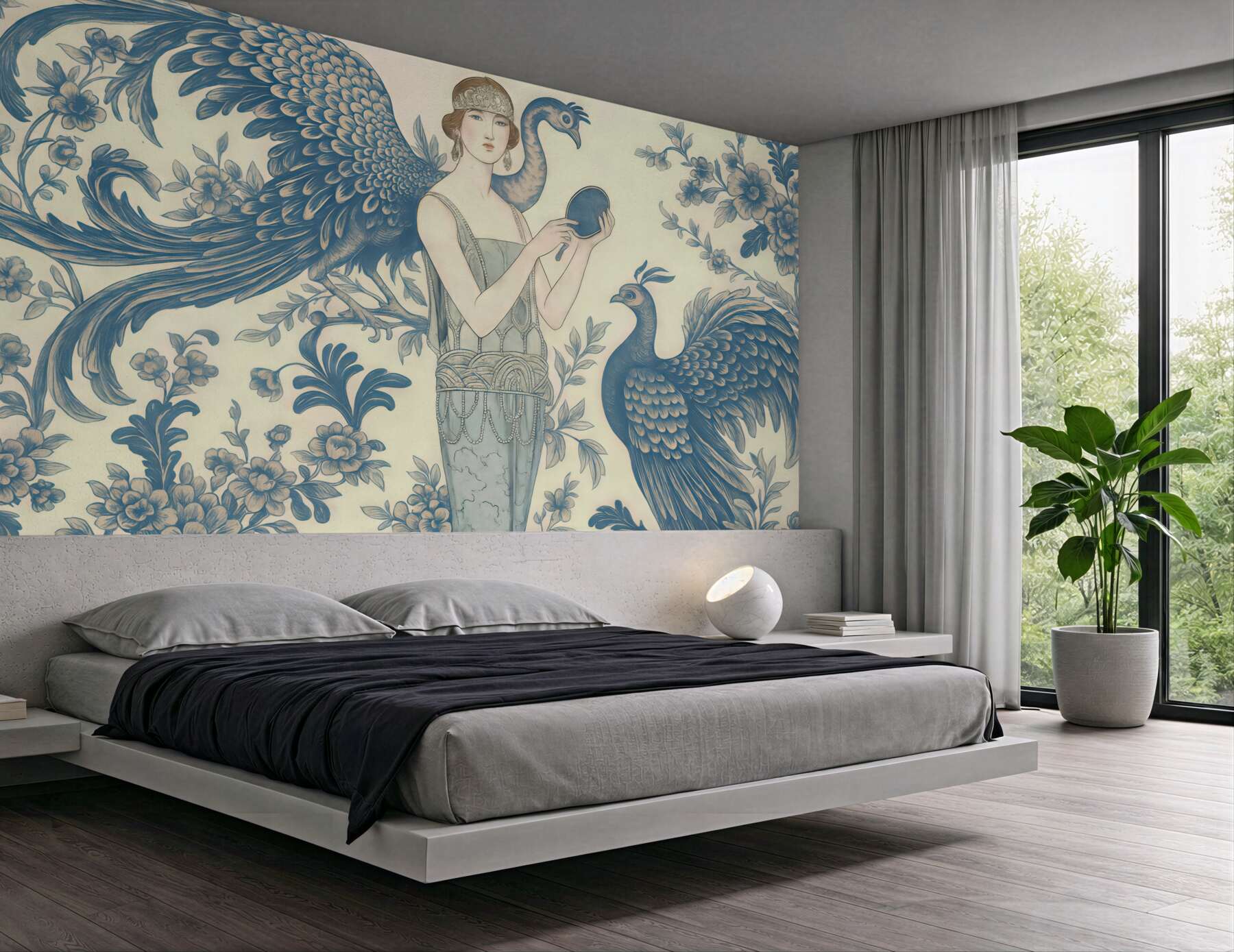 Fototapeta art déco z pawiami