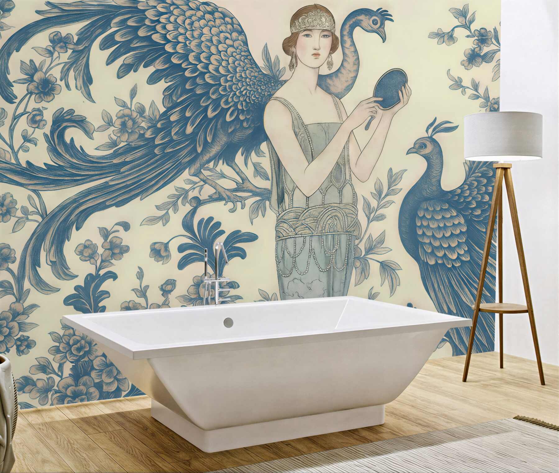 Fototapeta art déco z pawiami