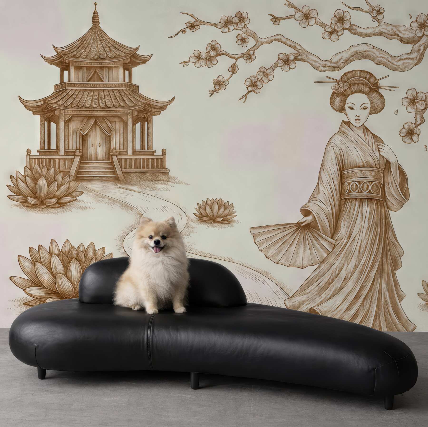 Fototapeta orientalna elegancja z kwiatem wiśni