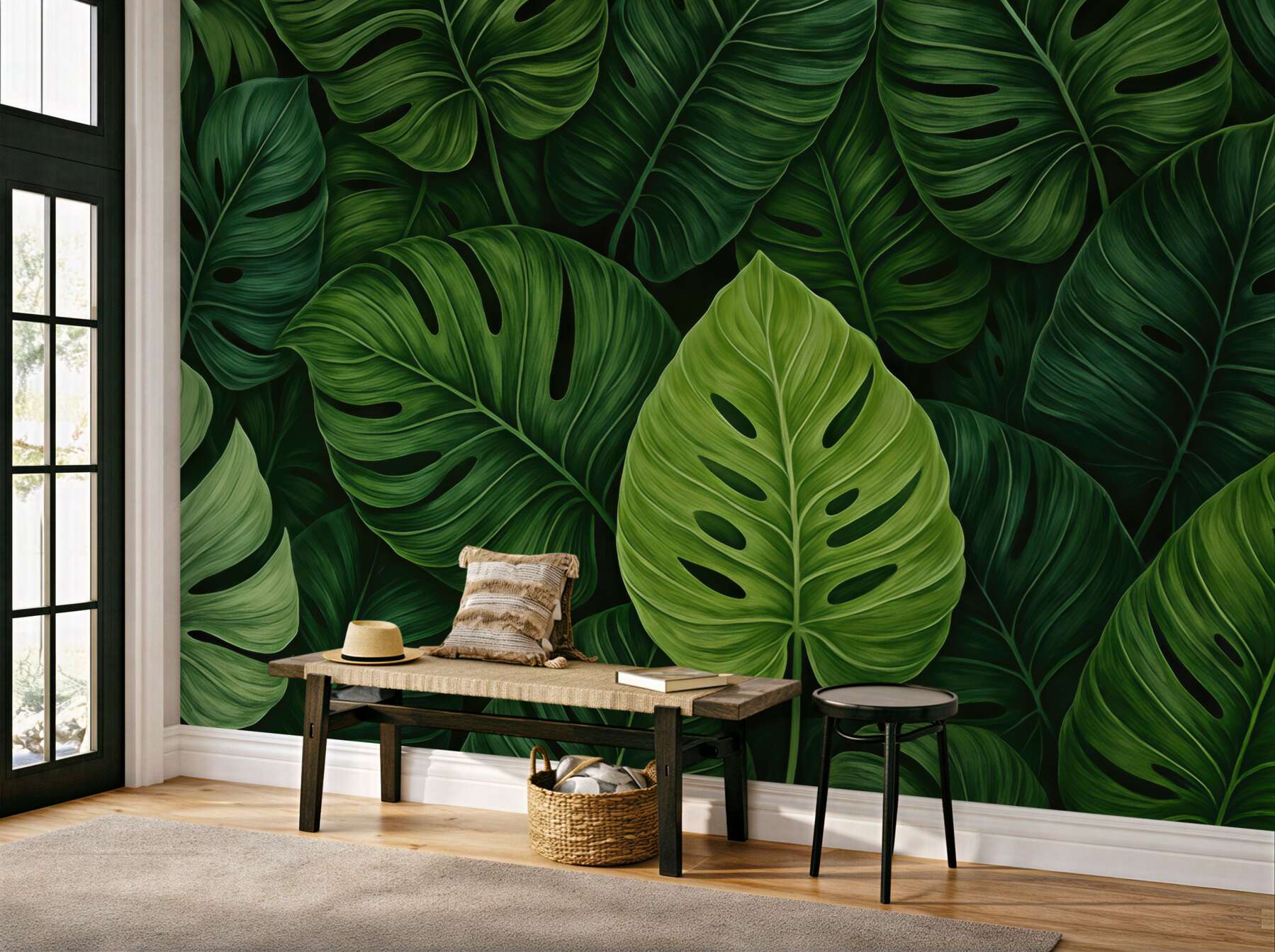 Fototapeta zielona monstera tropikalna głębia