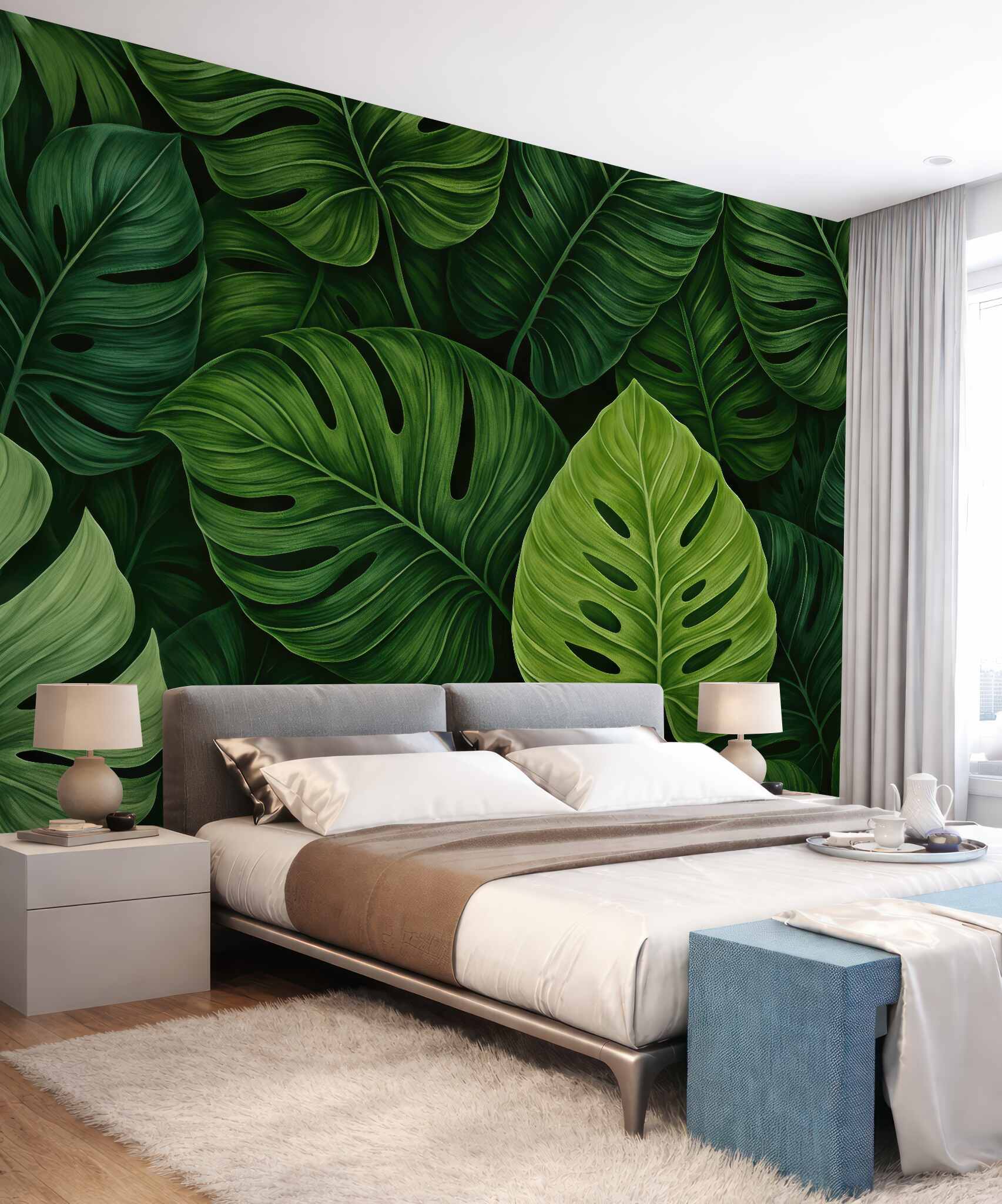 Fototapeta zielona monstera tropikalna głębia
