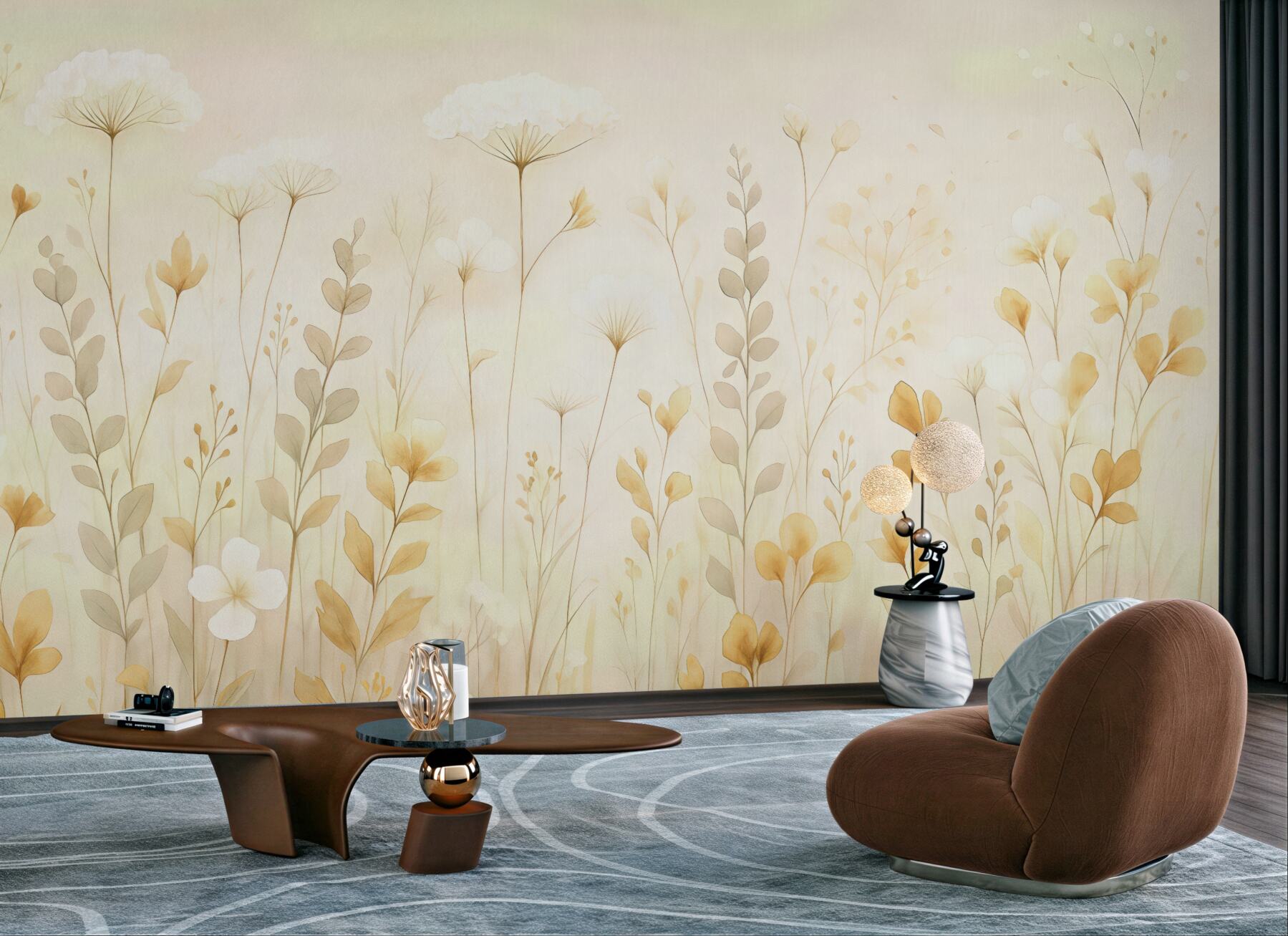 Fototapeta delikatna łąka w złotych odcieniach