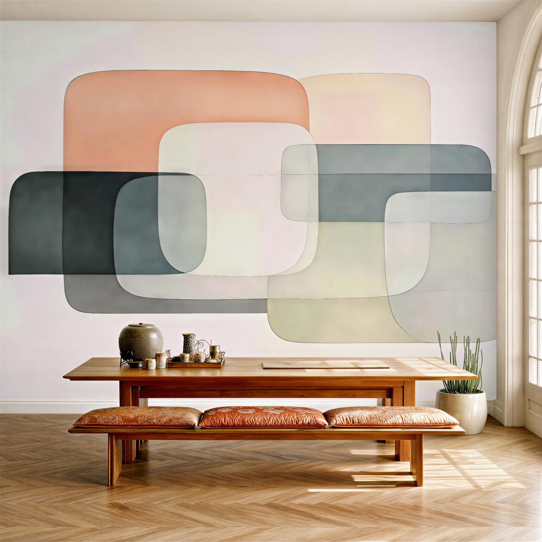 Fototapeta abstrakcyjne pastelowe formy retro