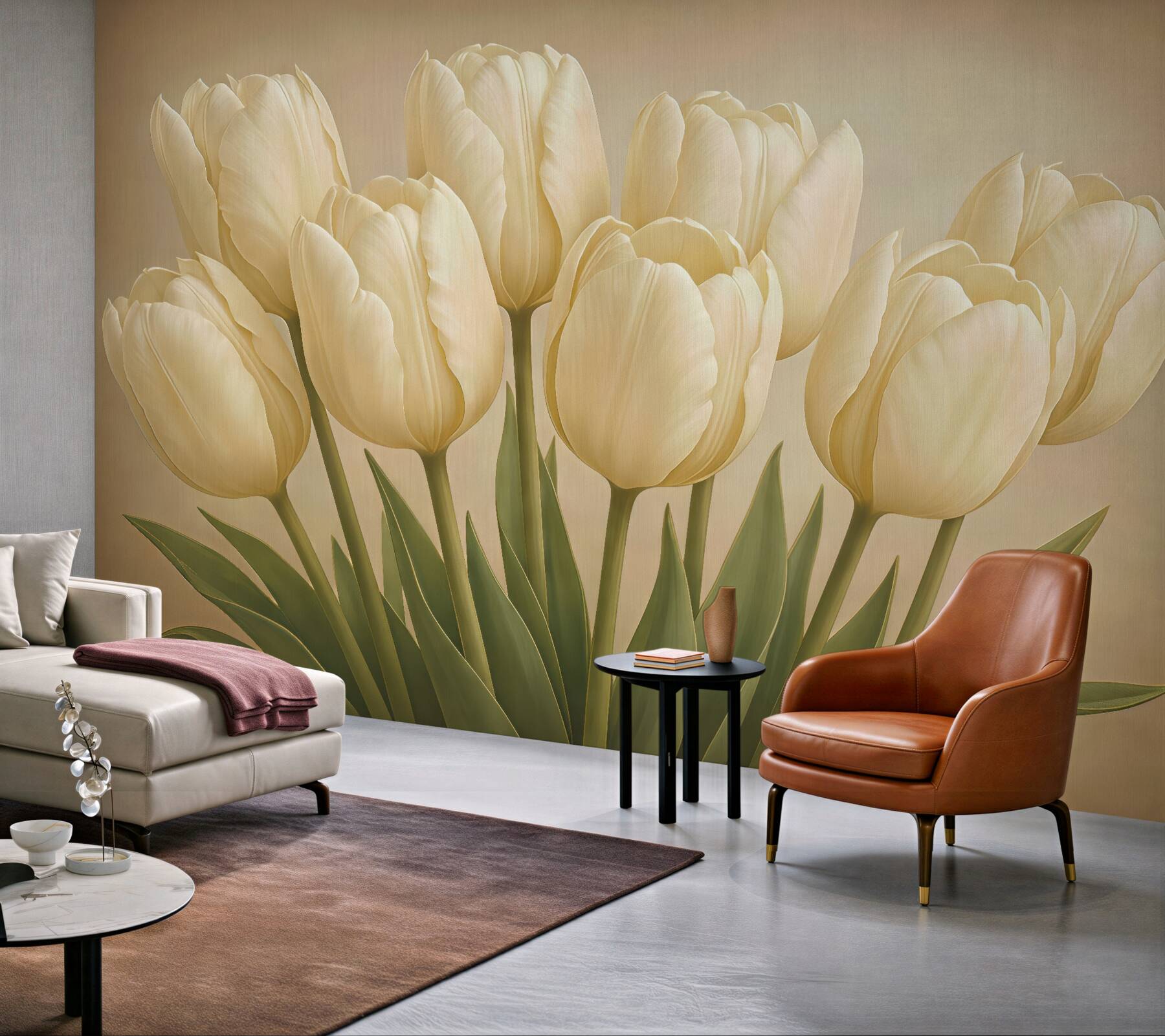 Fototapeta eleganckie waniliowe tulipany