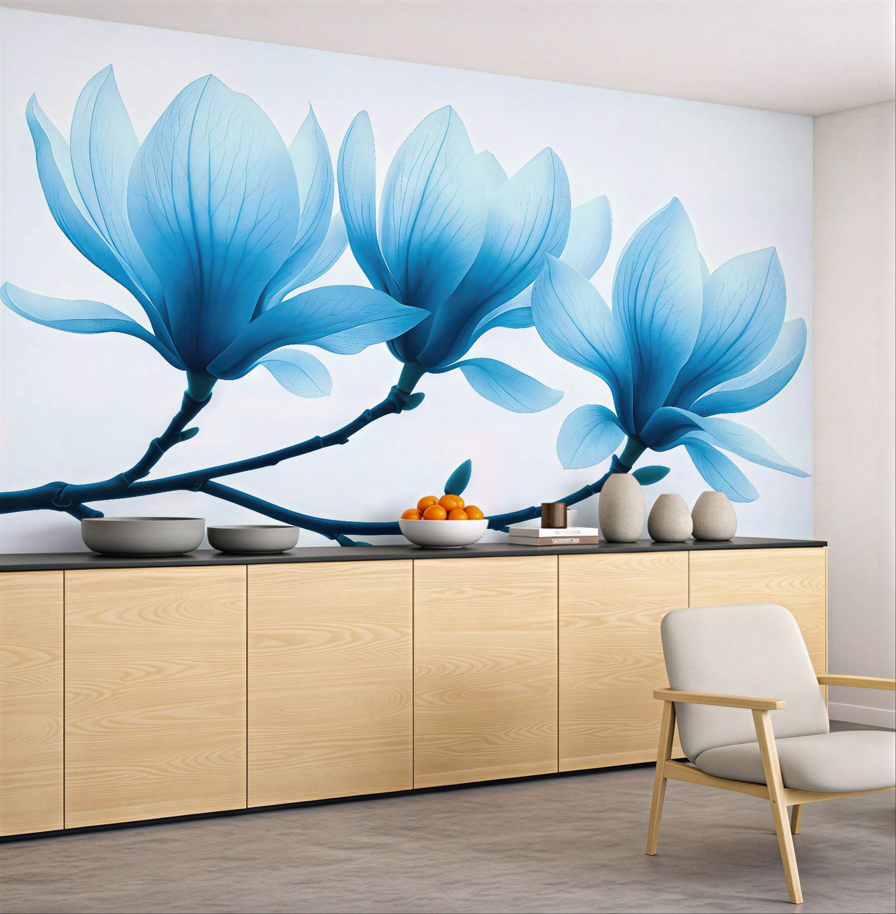 Fototapeta błękitne magnolie na gałęzi