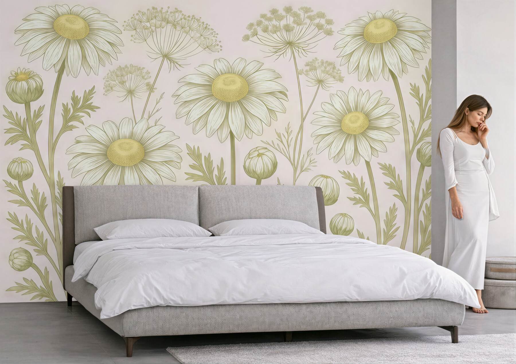 Fototapeta pastelowe margaretki w botanicznym stylu