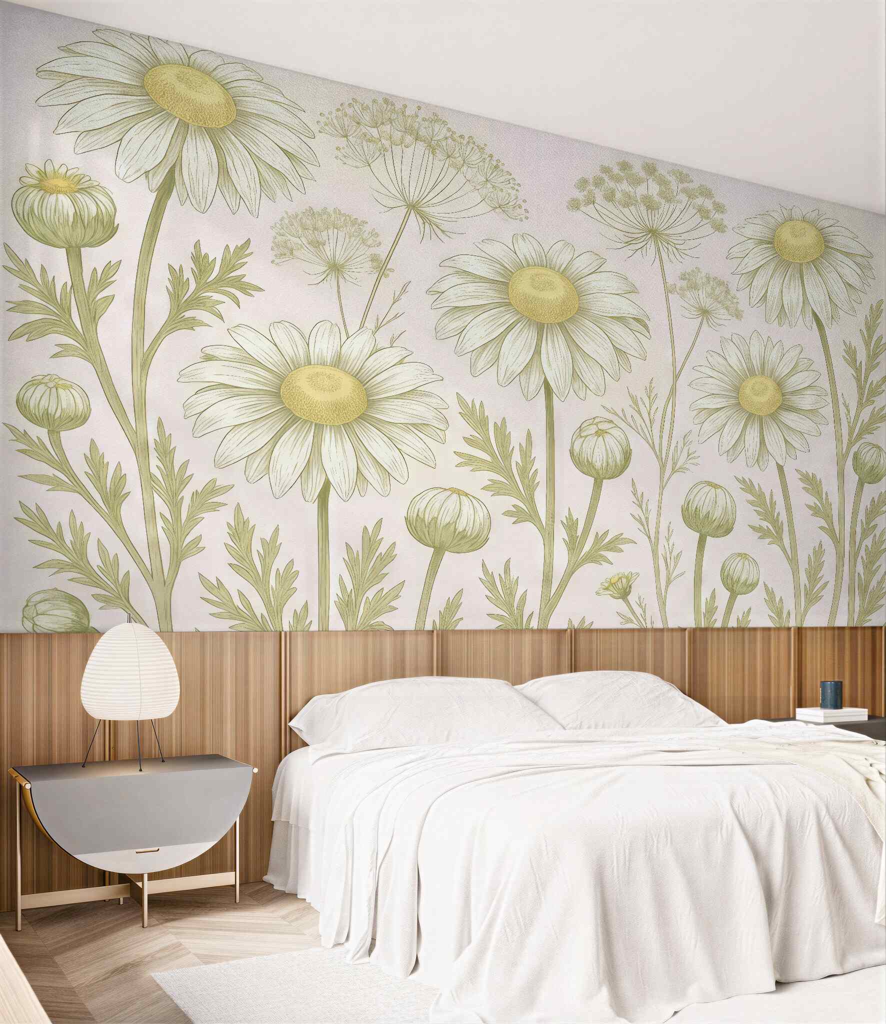 Fototapeta pastelowe margaretki w botanicznym stylu