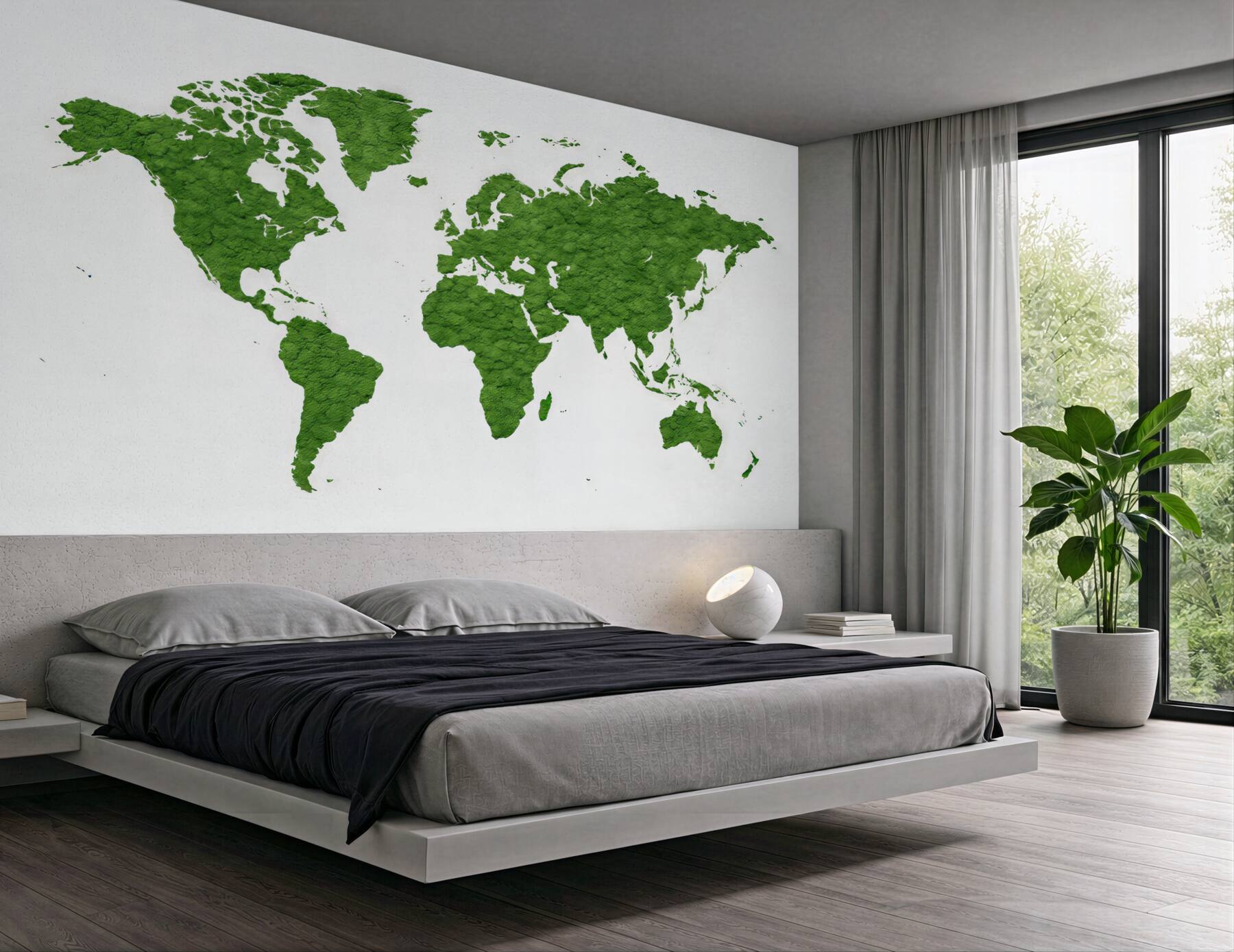 Fototapeta mapa świata z zielonego mchu
