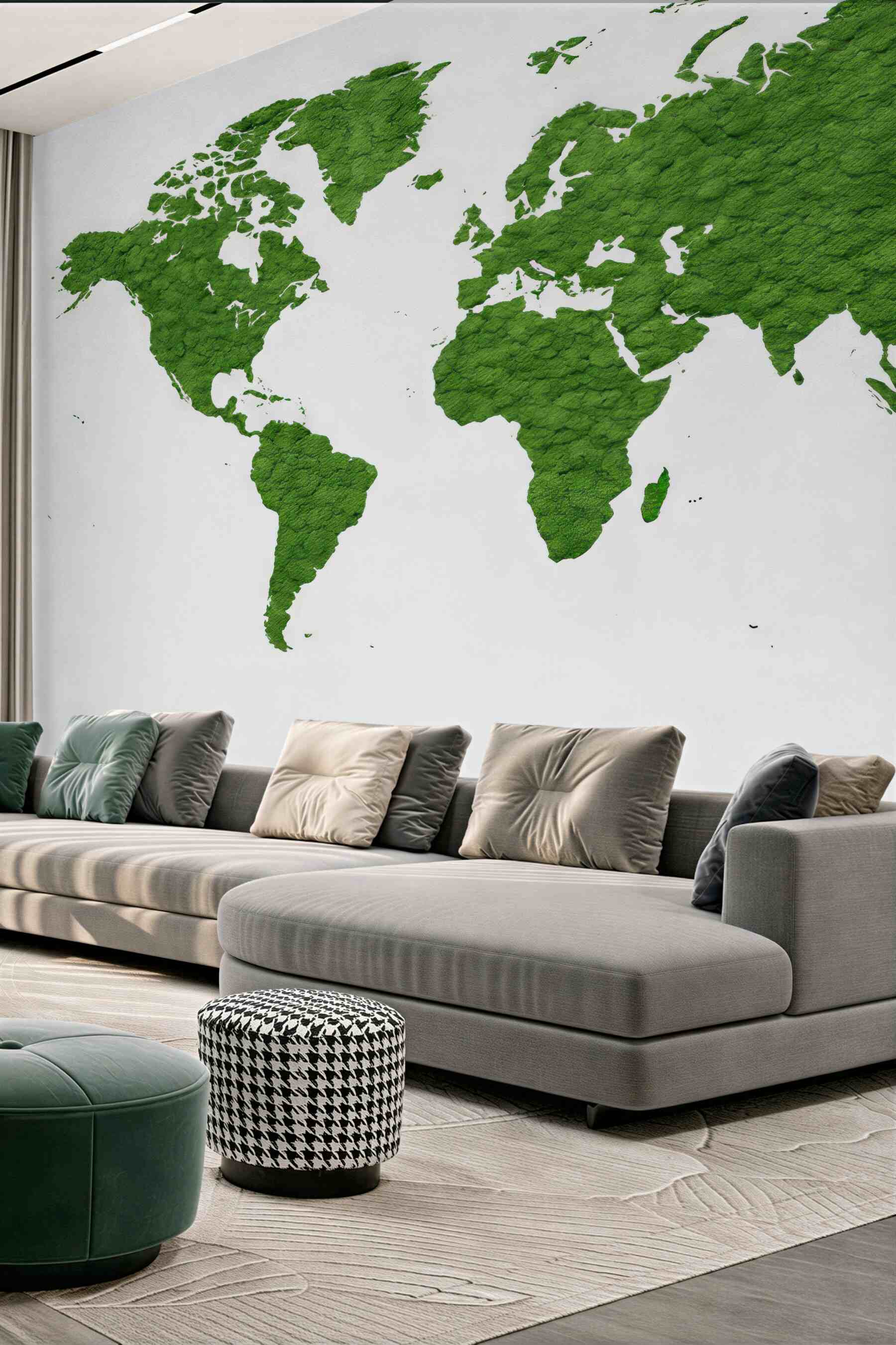 Fototapeta mapa świata z zielonego mchu