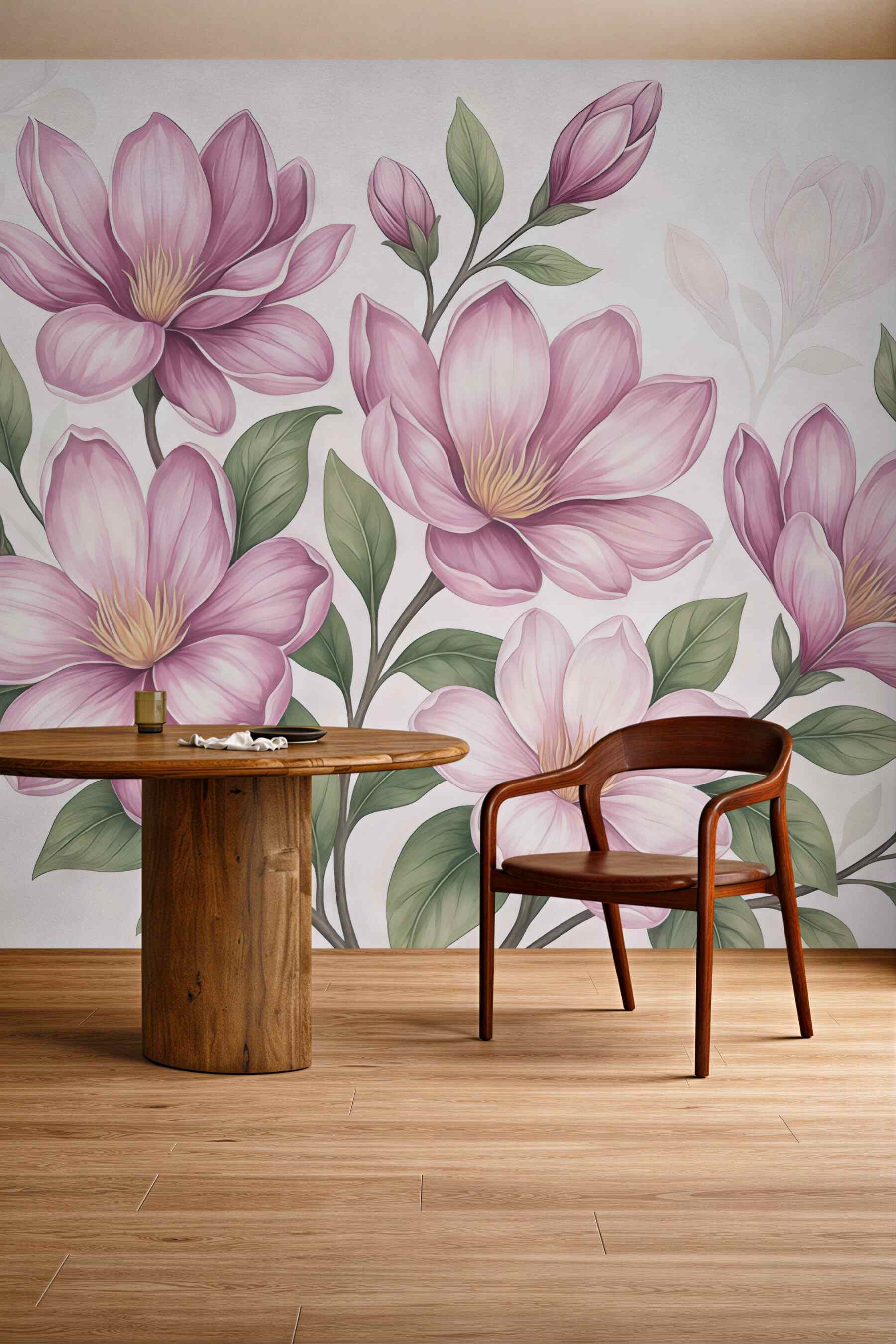 Fototapeta różowe magnolie w subtelnej elegancji