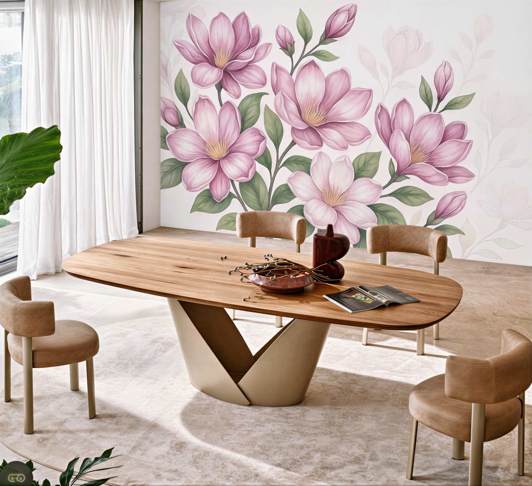 Fototapeta różowe magnolie w subtelnej elegancji