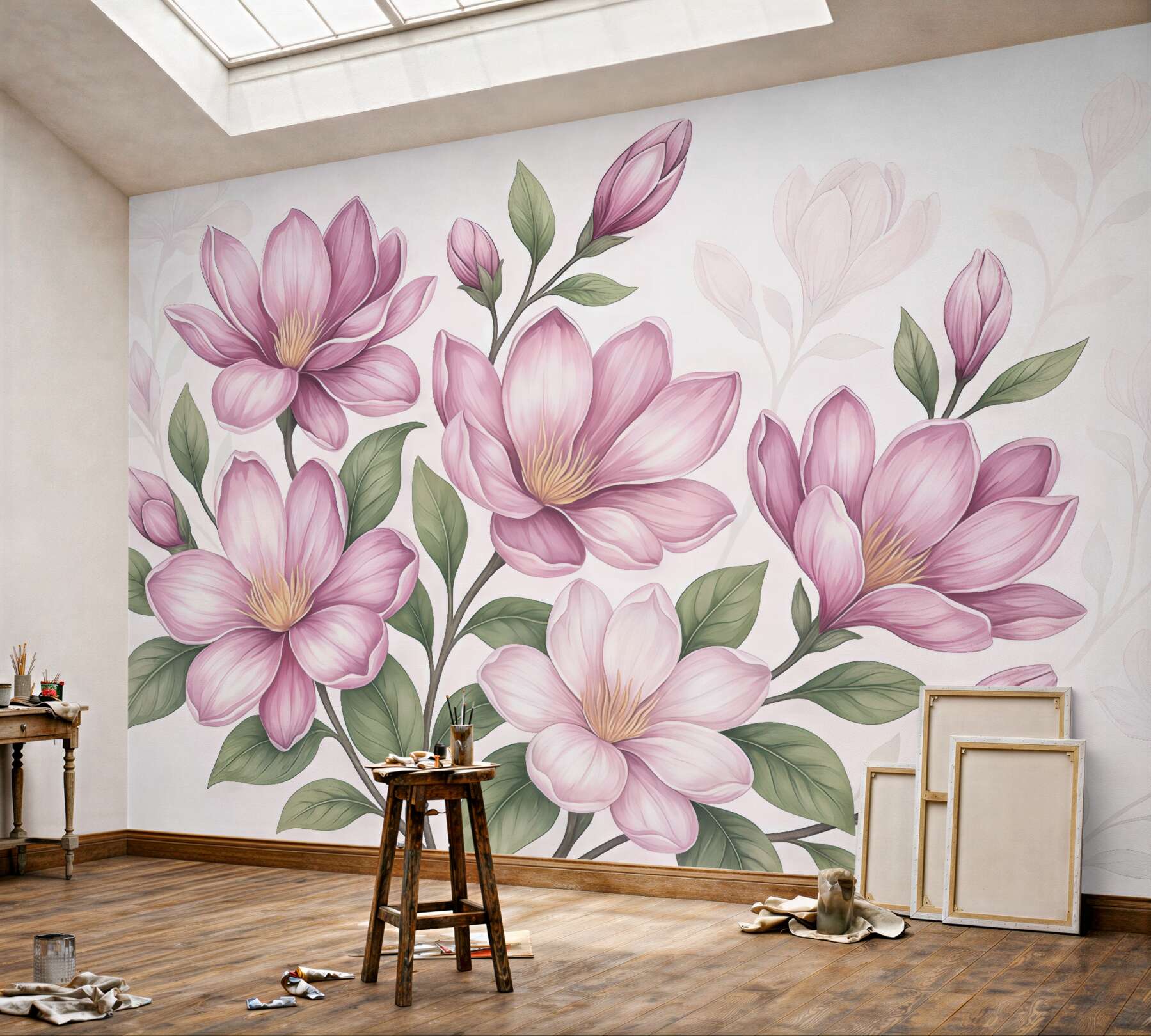 Fototapeta różowe magnolie w subtelnej elegancji