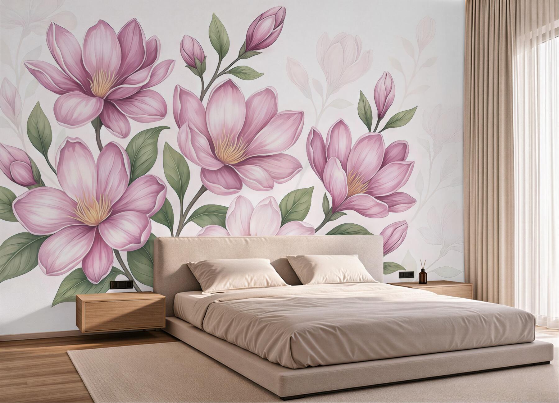 Fototapeta różowe magnolie w subtelnej elegancji