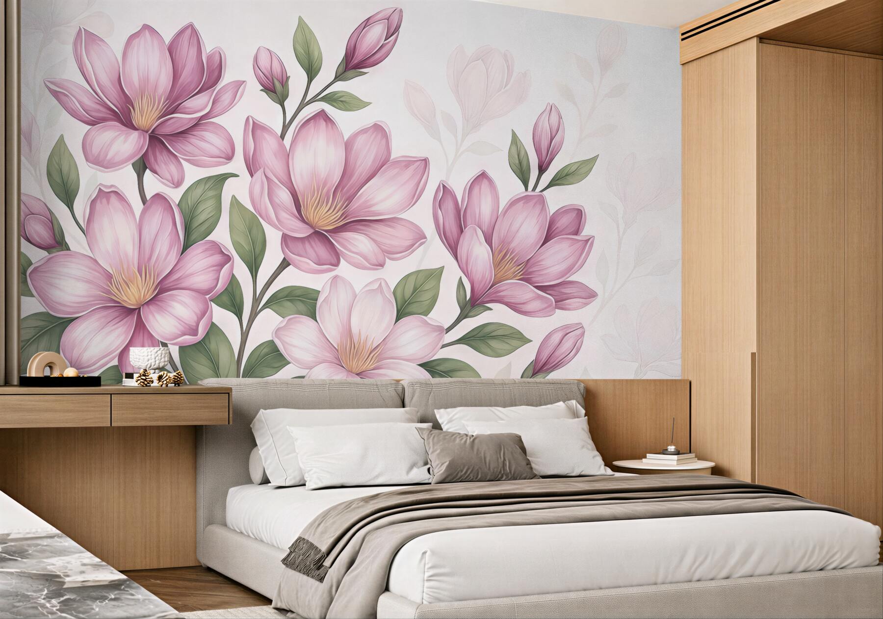 Fototapeta różowe magnolie w subtelnej elegancji