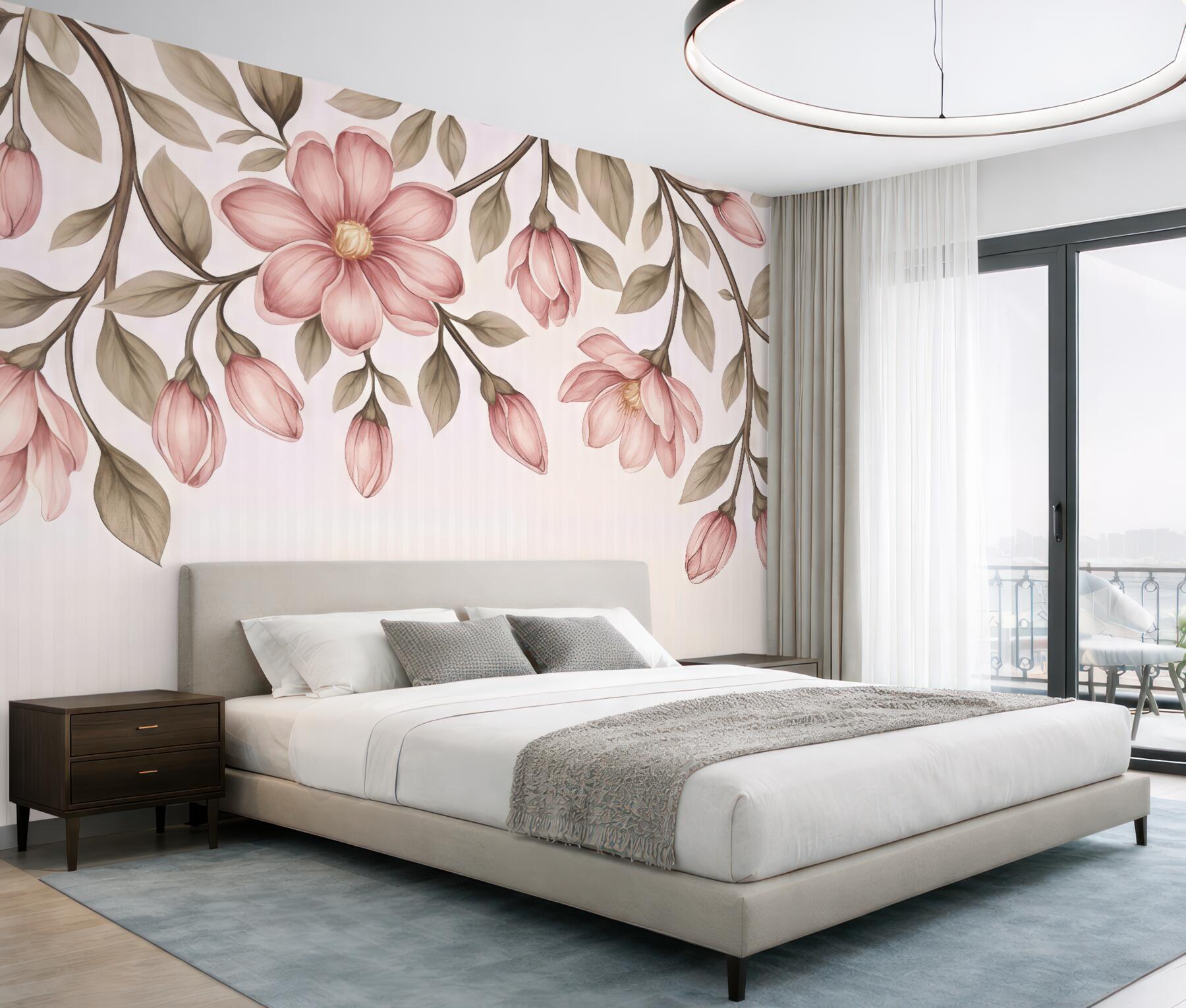 Fototapeta zwisające magnolie w pastelowym wdzięku