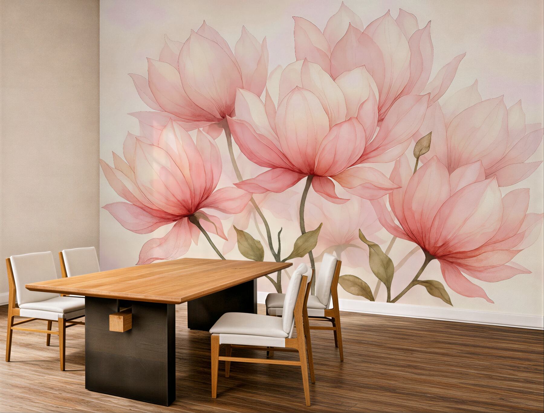 Fototapeta różowe magnolie w delikatnym rozkwicie