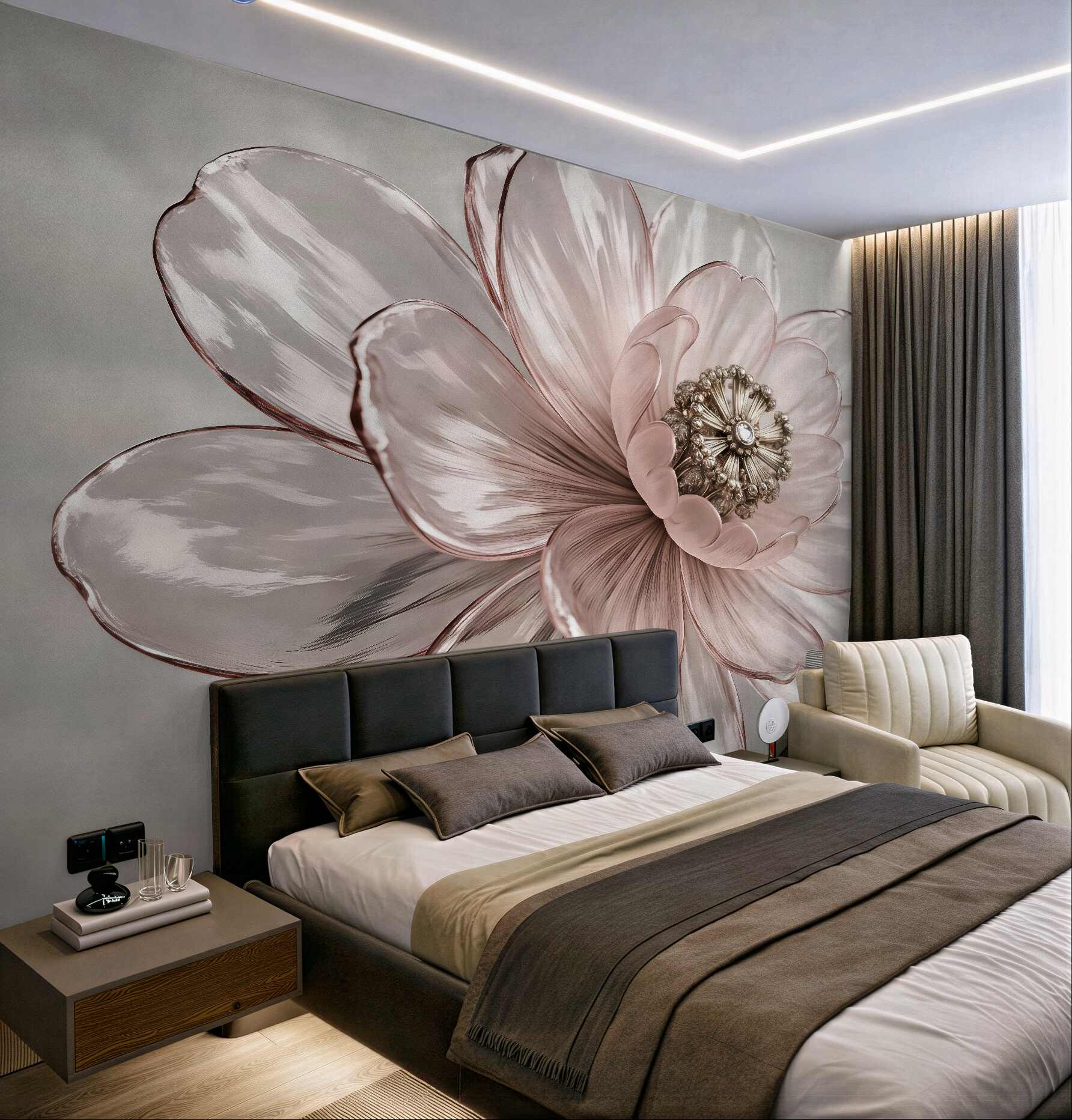 Fototapeta pudrowy kwiat w eleganckim blasku