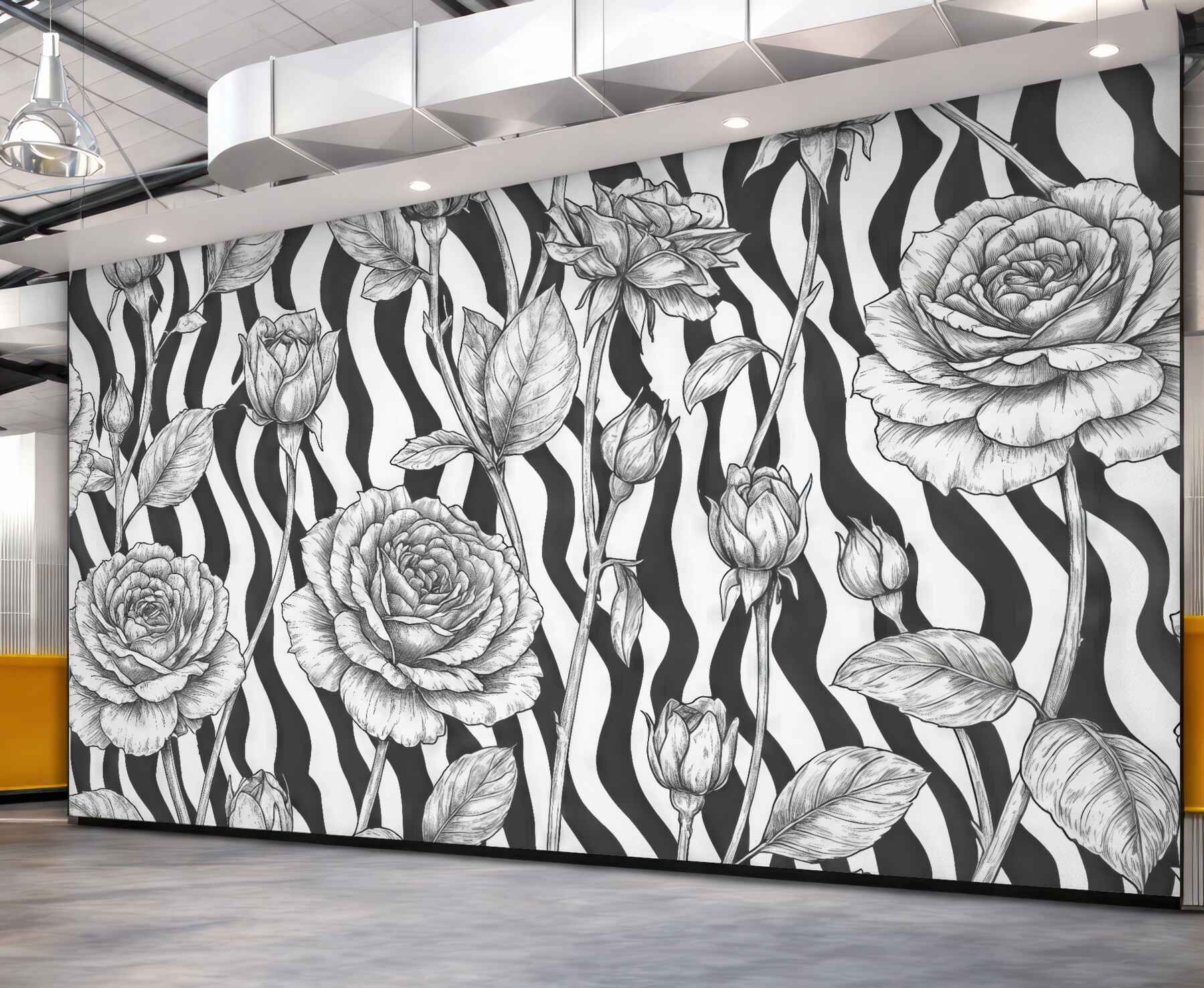 Fototapeta róże na zebraficznym tle