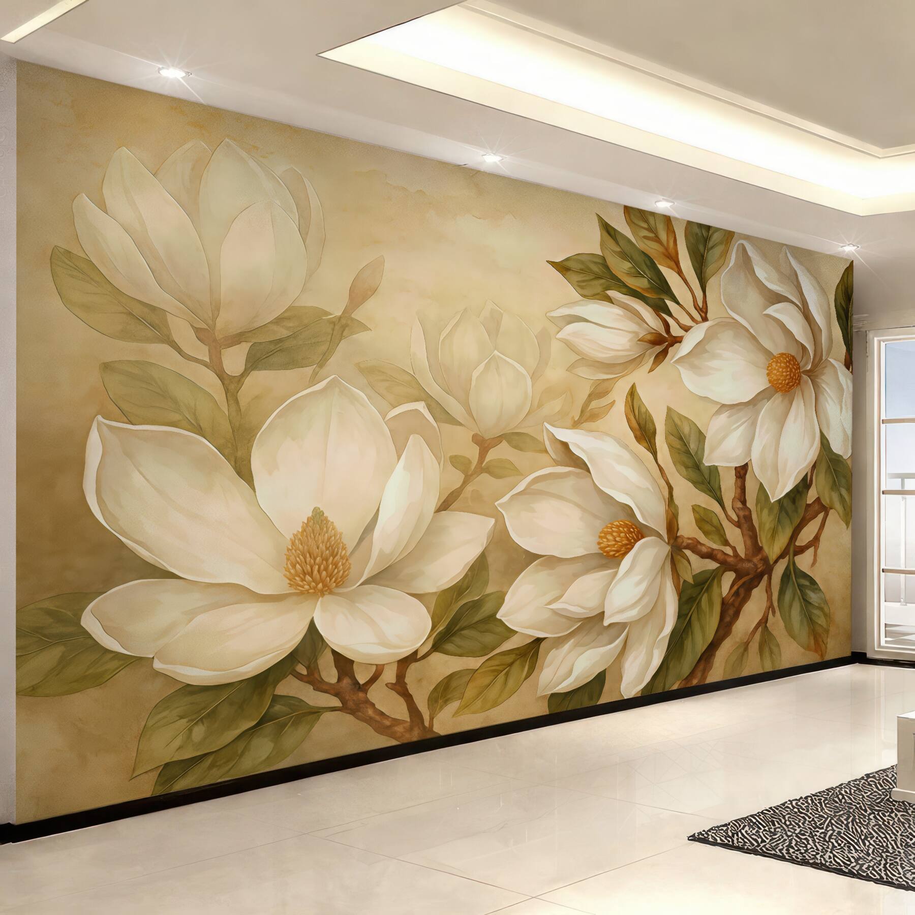 Fototapeta kremowe magnolie w eleganckim wydaniu