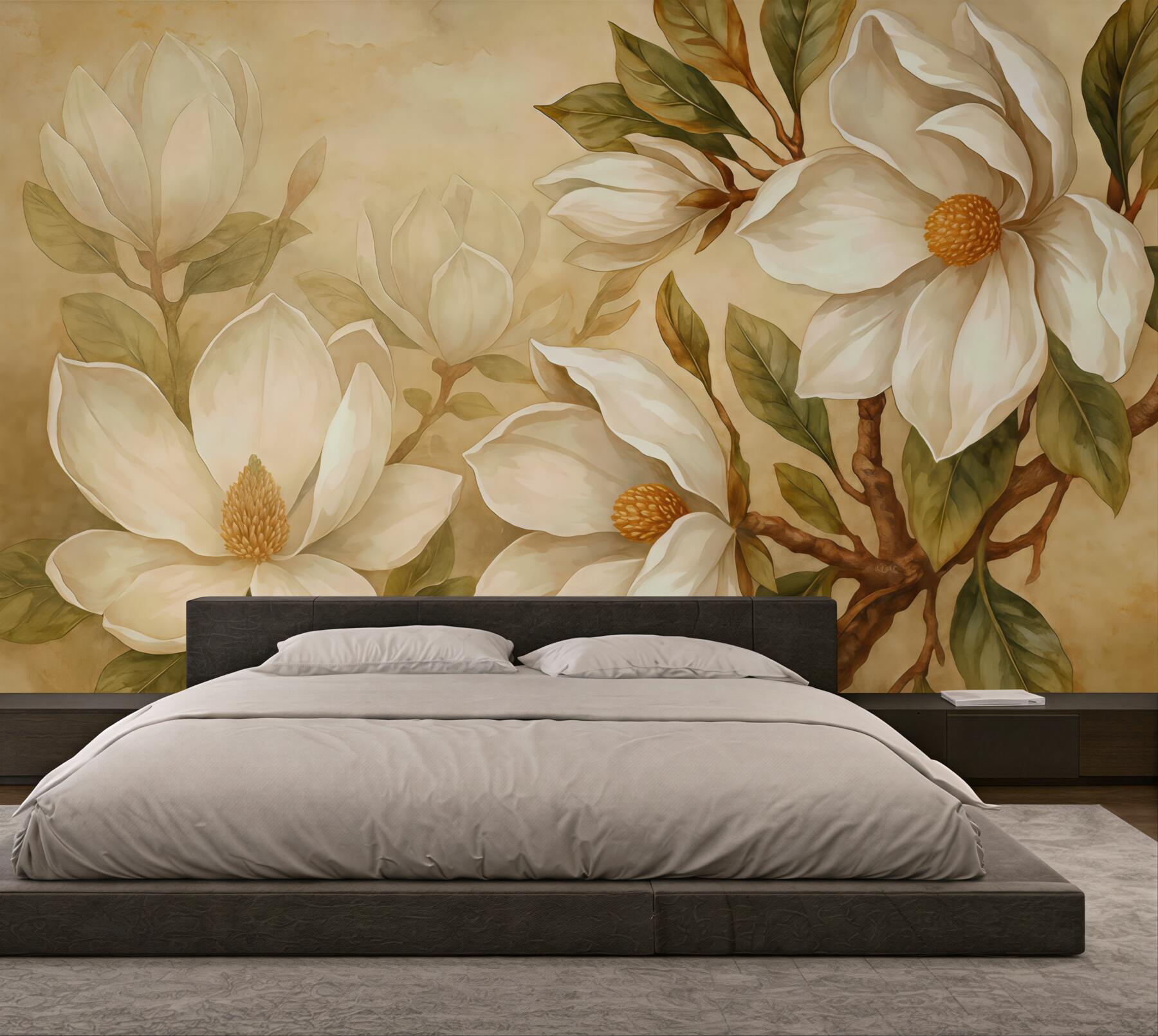 Fototapeta kremowe magnolie w eleganckim wydaniu
