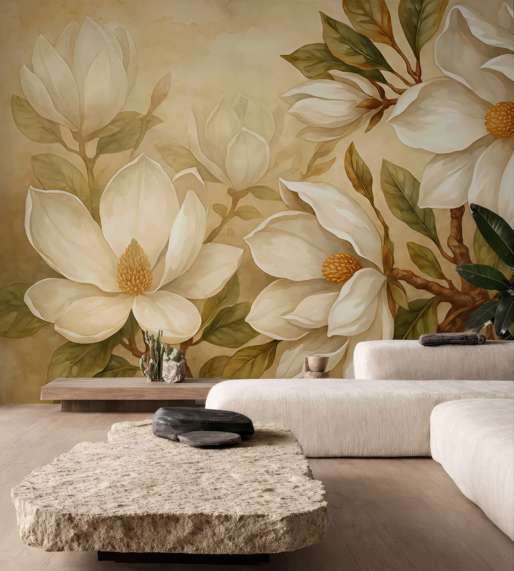 Fototapeta kremowe magnolie w eleganckim wydaniu