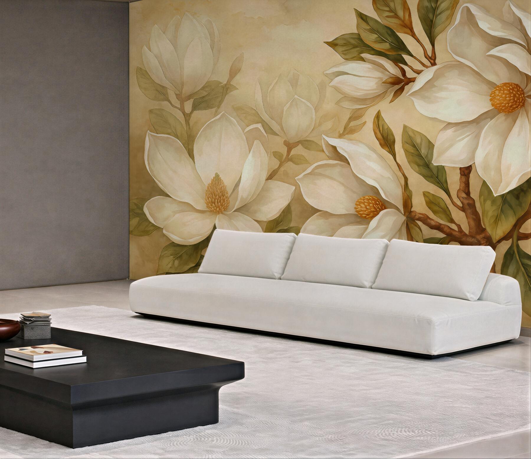 Fototapeta kremowe magnolie w eleganckim wydaniu